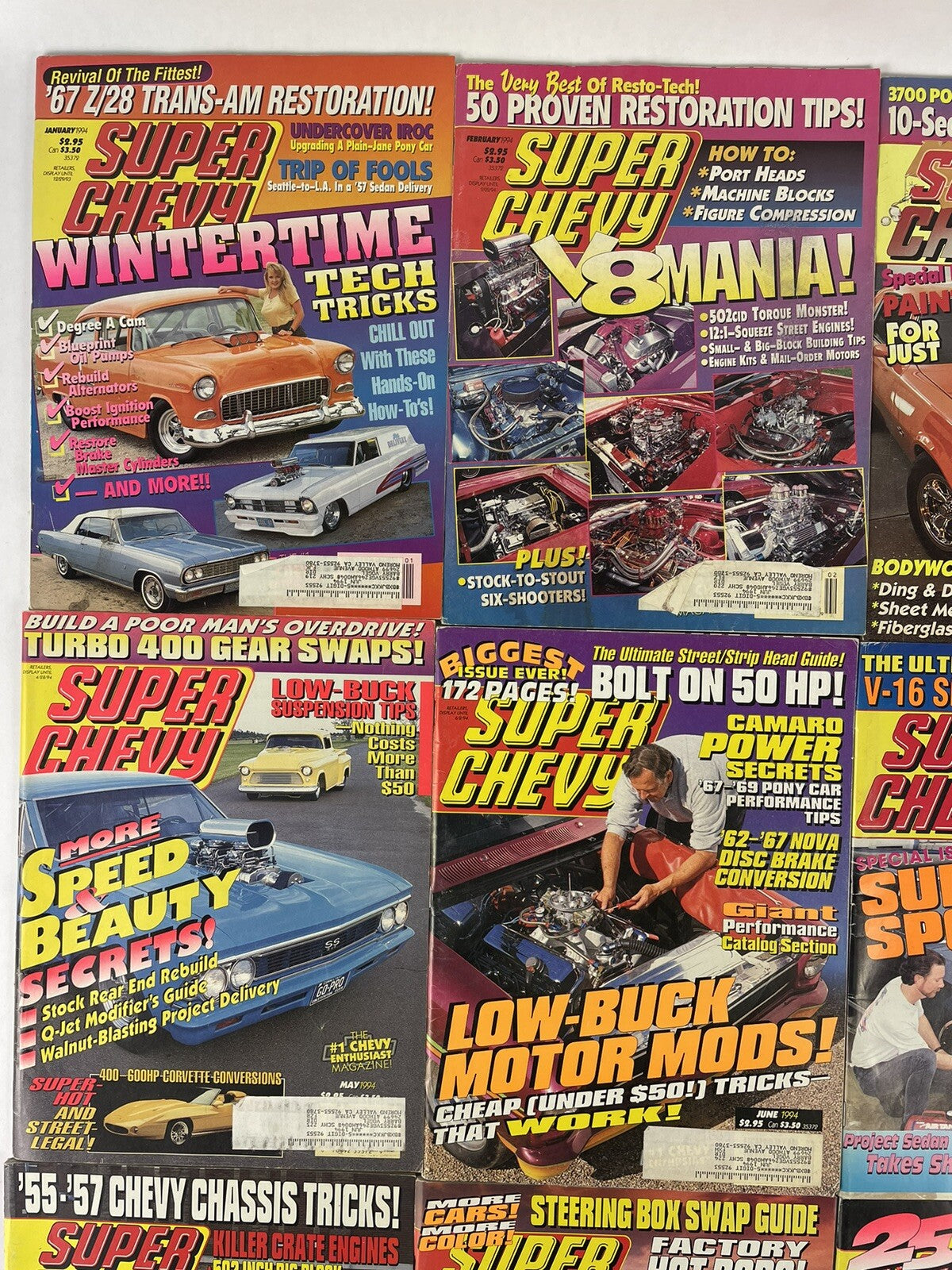 Lot of 12: SUPER CHEVY MAGAZINES Complete Full Set 12 issues Jan to Dec 1994