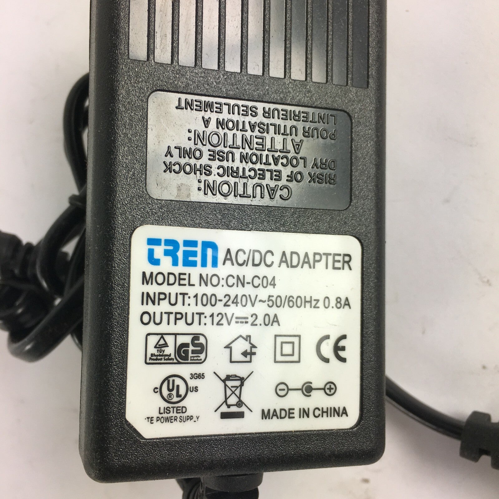 Genuine AC/DC CN-C04 Output 12V 2.0A Power Supply Adapter A52