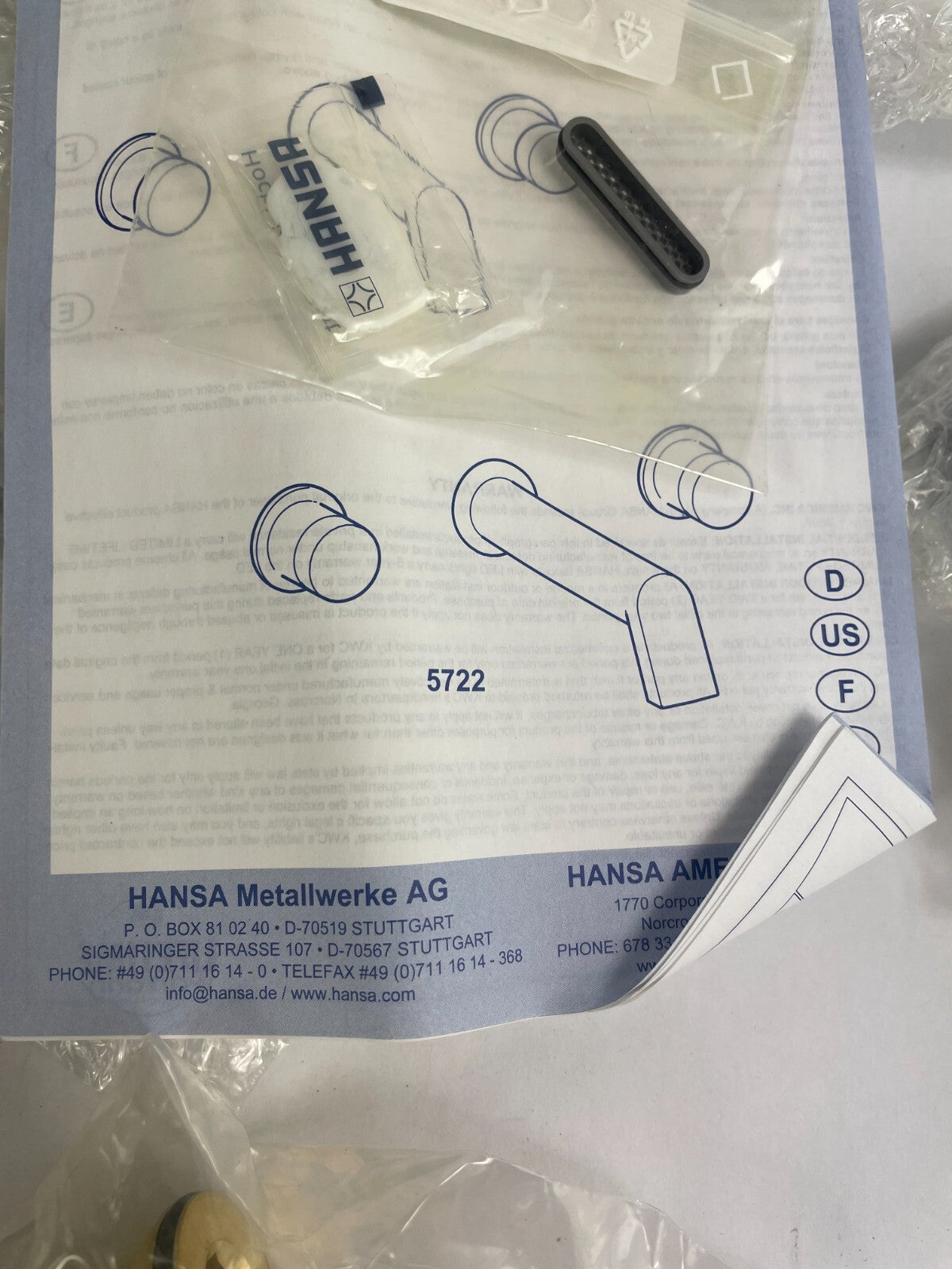 Hansa HANSASTELA 5722 2103 0017 polished chrome wall mounted basin mixer solid brass