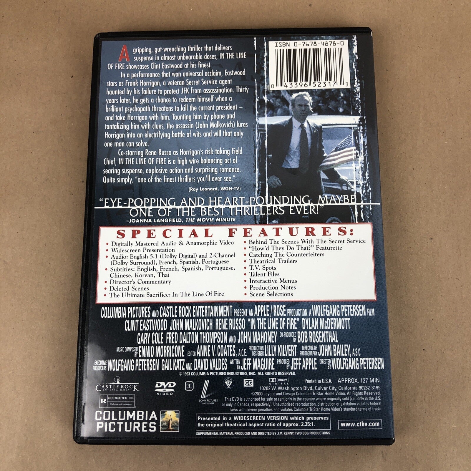 In the Line of Fire (DVD, 2001, Special Edition) Clint Eastwood -Mint Condition