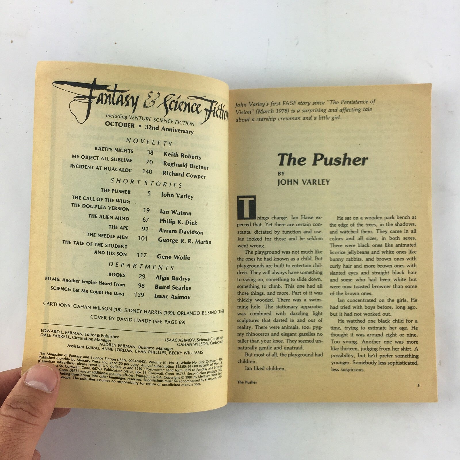 October Fantasy & Science Fiction Magazine George R.R.Martin Philip K.Dick Keith