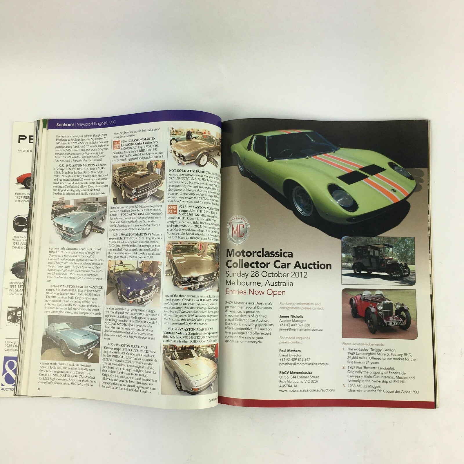 September 2012 Keith Martin's Sports Car Market Magazine Low Nose High Price