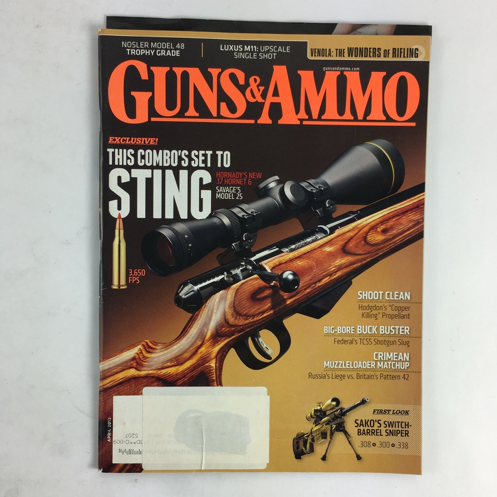 April 2012 Guns & Ammo Magazine This Combo's Set to Sting Russia's Liege Sako's