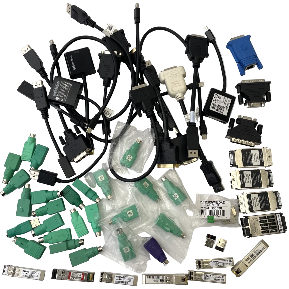 Lot of 50 + Vintage Computer Adapters PS2 to USB Microsoft Avago Apcon - LOOK