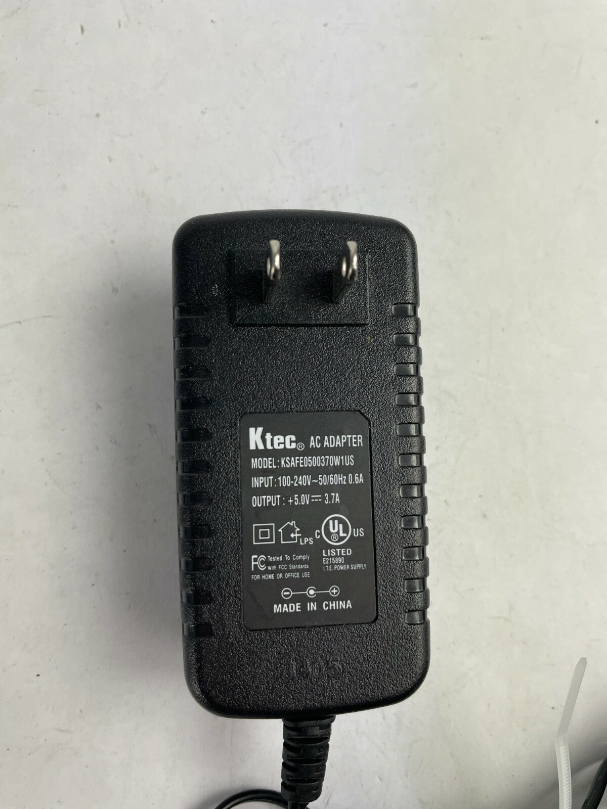 Genuine Ktec KSAFE0500370W1US Output 5.0 V 3.7 A Power Supply Adapter A78