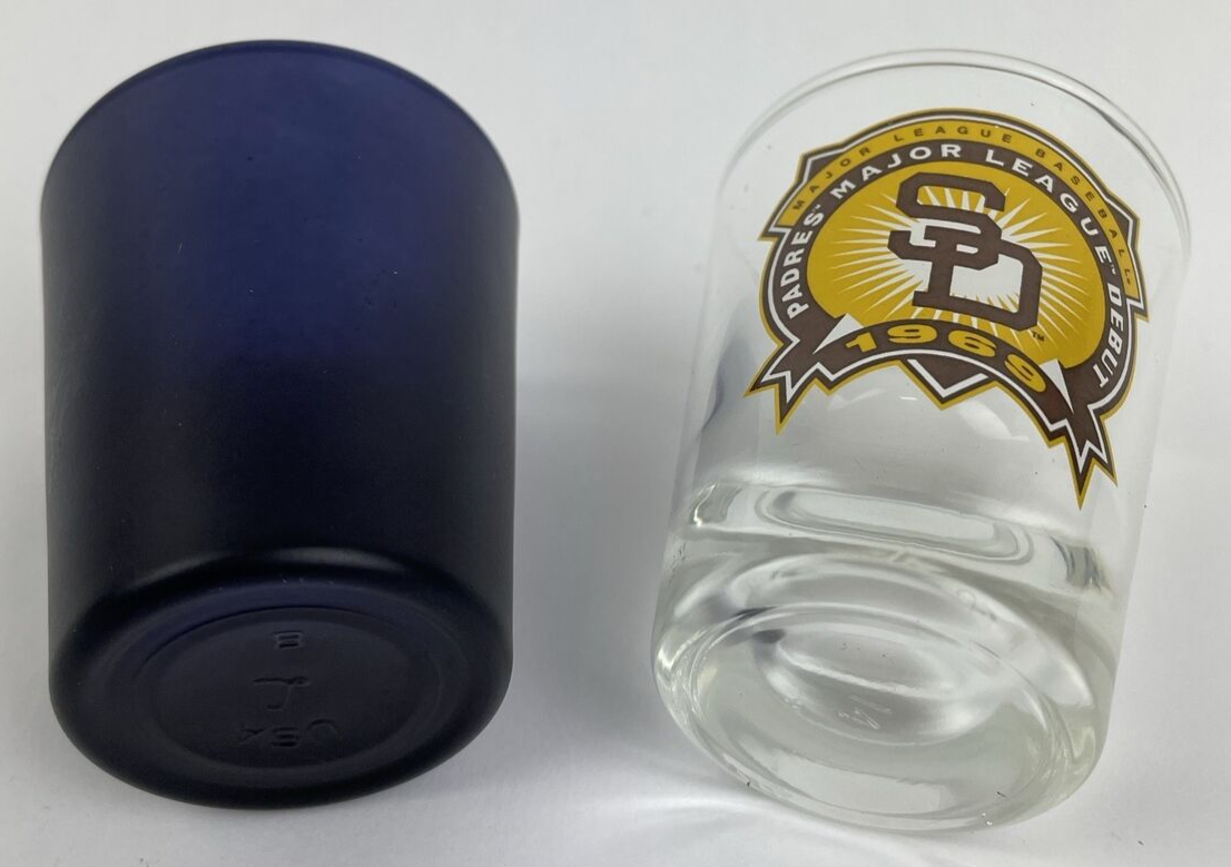 Lot of 2 x San Diego Padres Baseball Debut and Blue Out MLB 1oz Shot Glass RARE