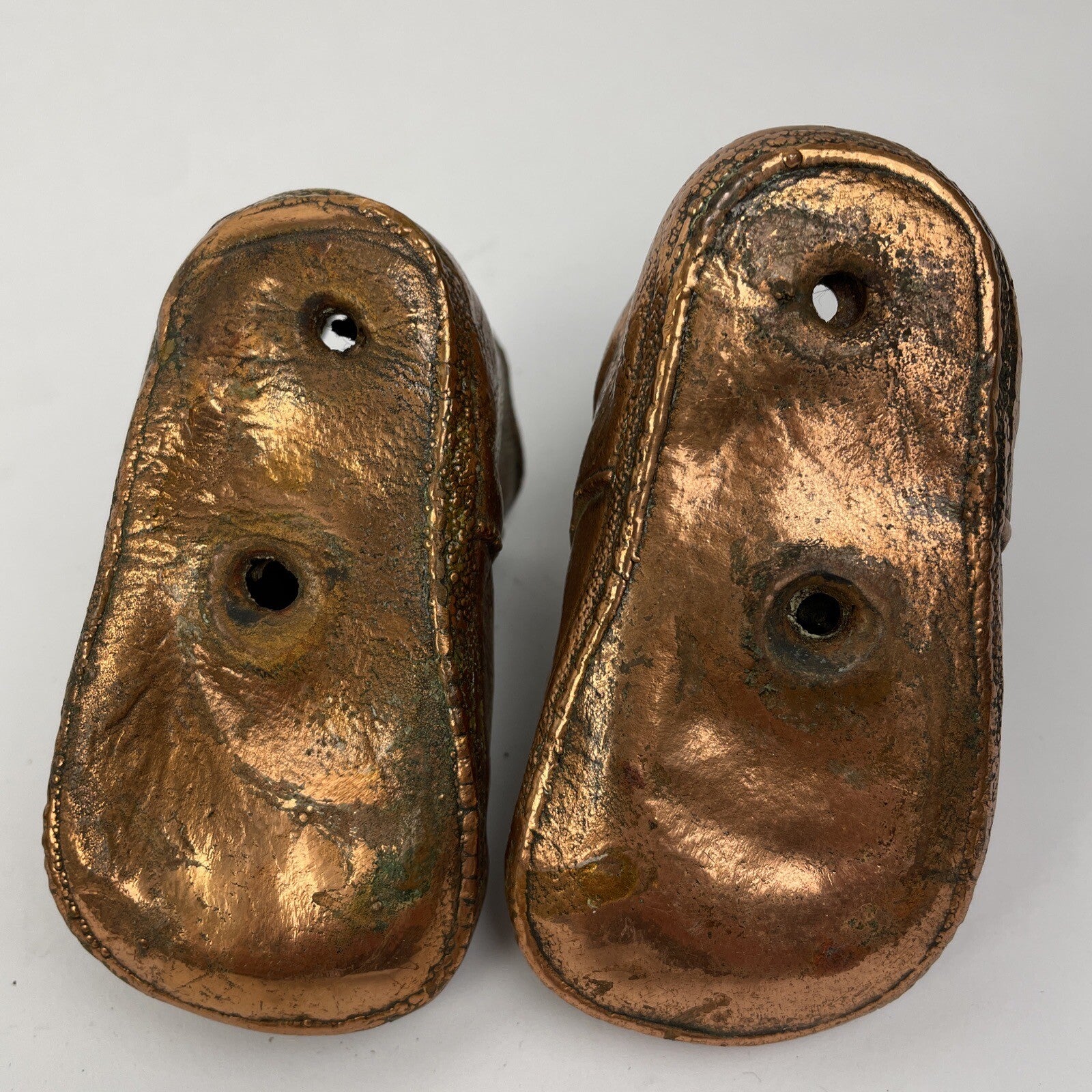 Vintage Antique Baby Brass Bronze Shoes Booties Bronze Dipped Baby Shoes LOOK
