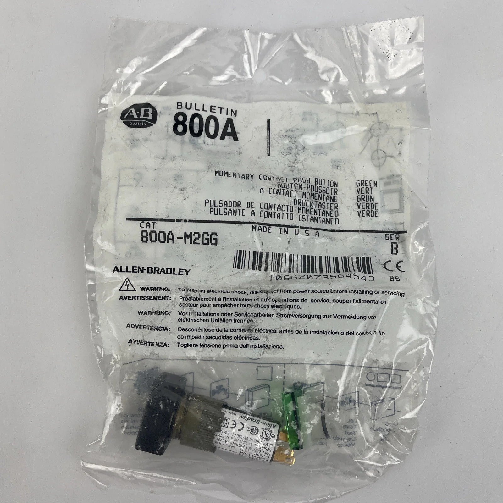 NIB AB Allen Bradley Bulletin 800A Momentary Contact Push Button Made in the USA