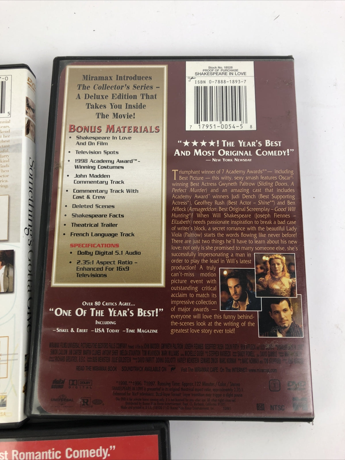 3 x Rom-Com Romantic Comedy Movies DVD Somethings Gotta Give, Prime, Shakespeare