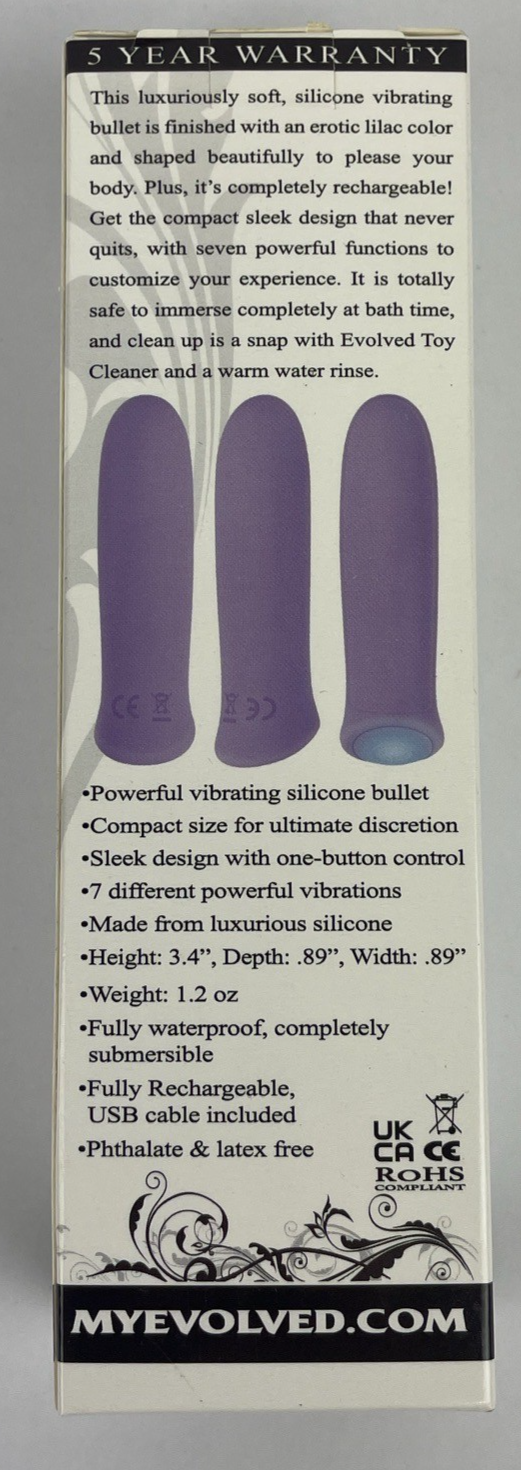 " Evolved " On The Spot Bullet Rechargeable Light Up Vibe Personal Toy - Purple