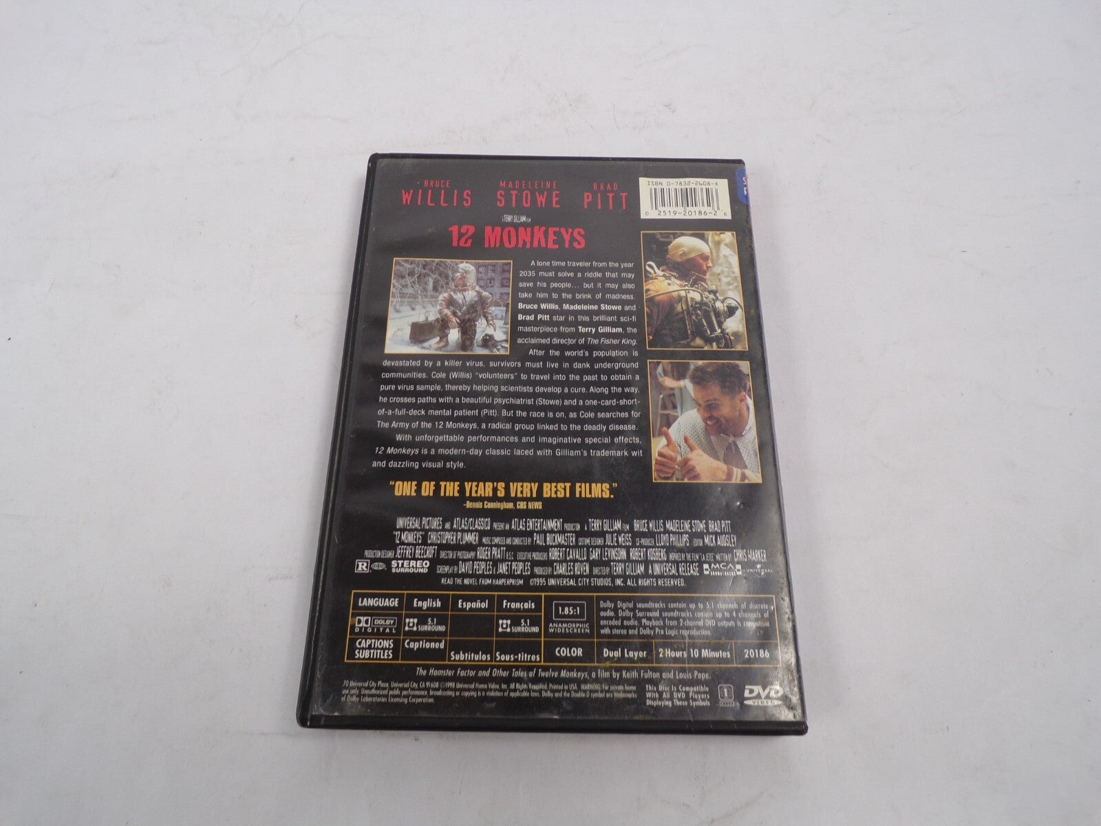12 Monkeys The Future is History Bruce Willis Madeleine Stowe Bradpit DVD Movies