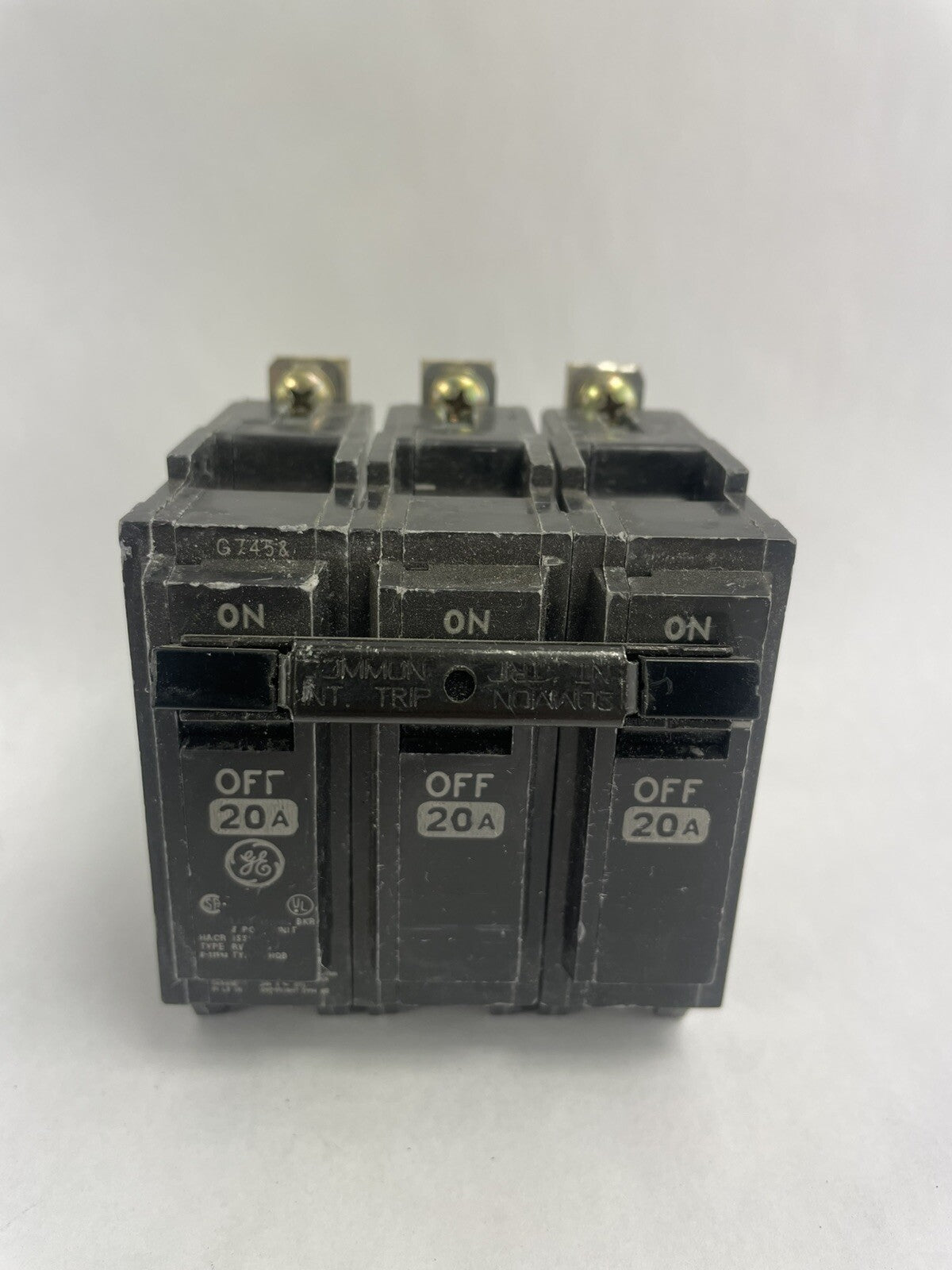 GE Type RV-2937 THQB circuit breaker 3 pole 20 amp 240v