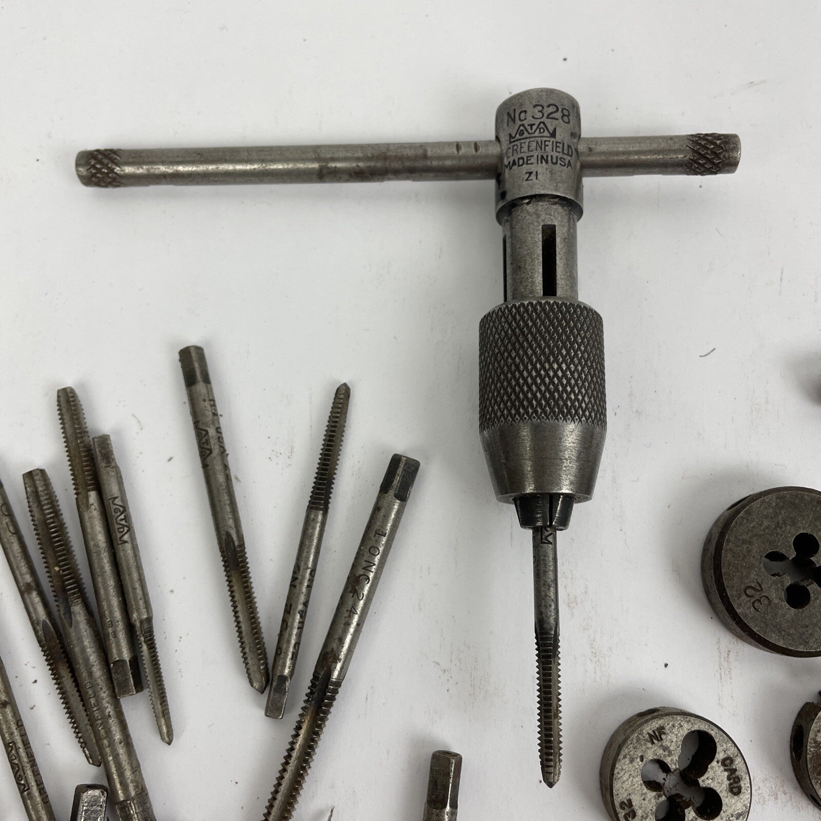 Vintage Tap & Die Mixed Lot 75 + Greenfield West Germany R&N Handle w Case LOOK