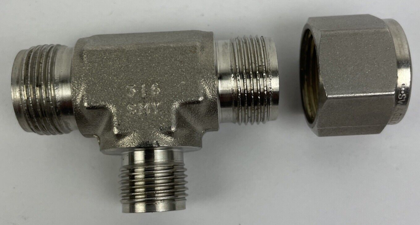 OEM Swagelok T Tee Fitting 316 SMY with One End Cap Stainless Steel