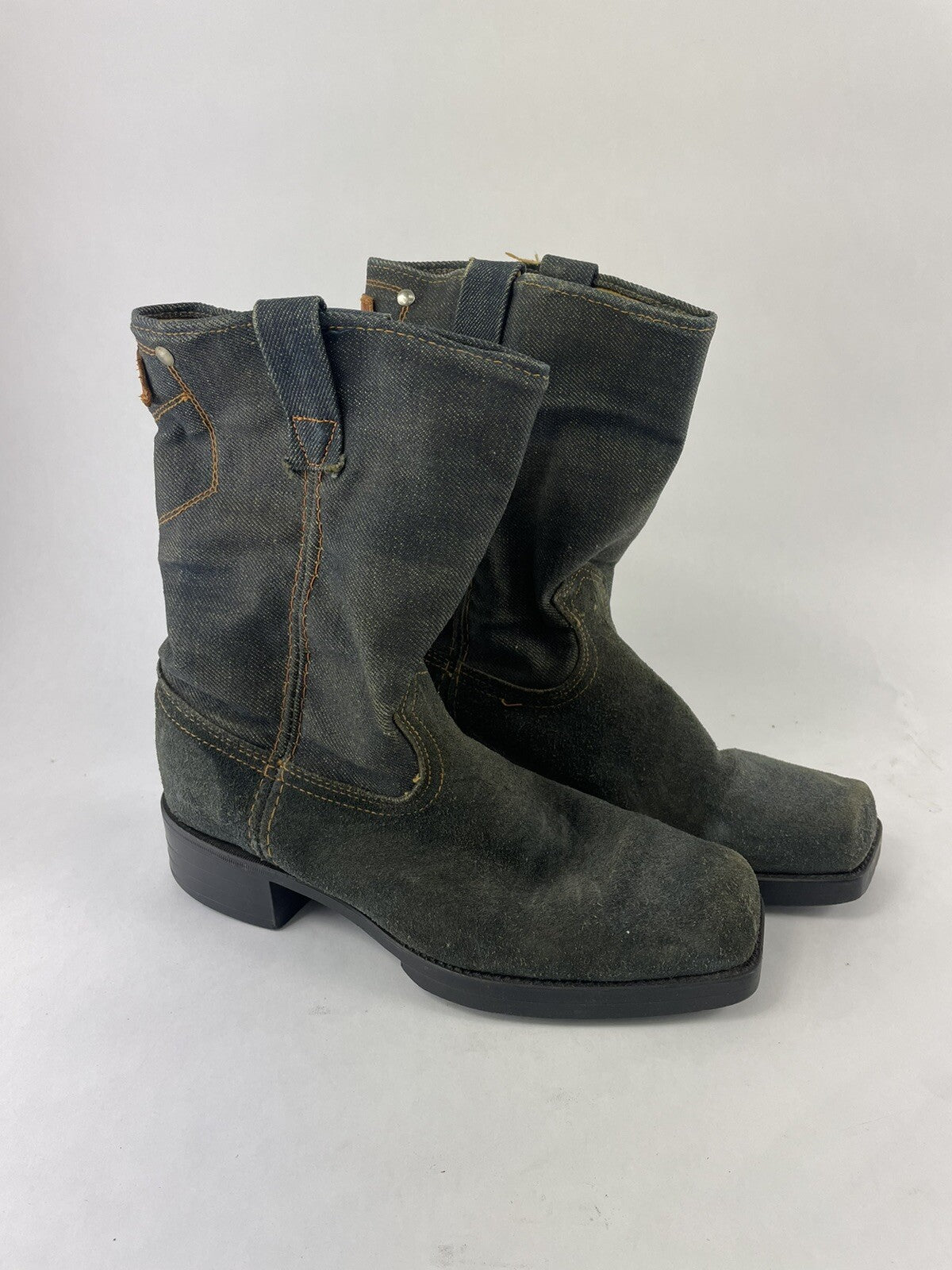 DINGO vintage blue deim and suede western boots 5.5 D USA women