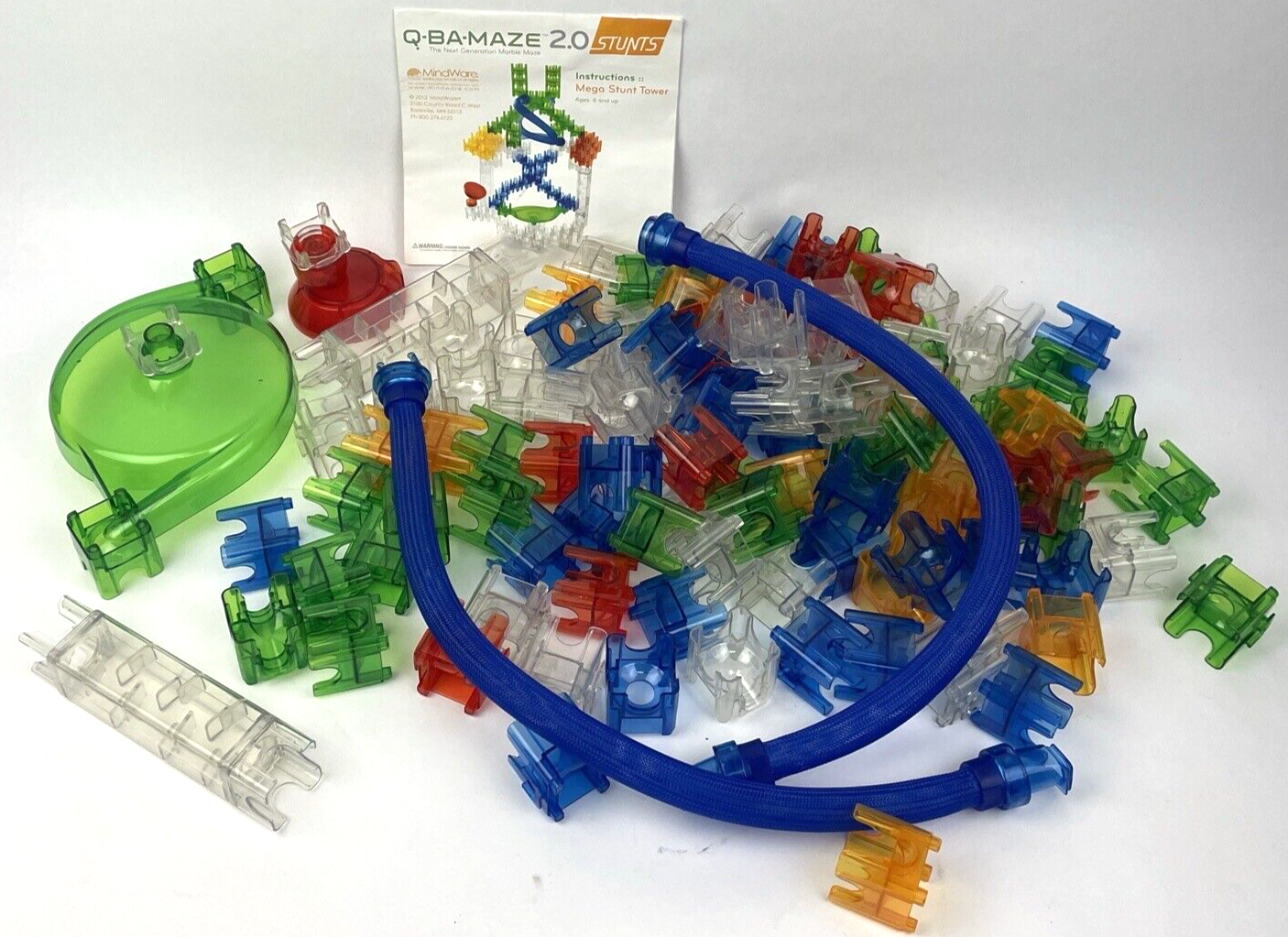 Q-BA-MAZE 2.0 Stunt Tower 114 Assorted Pieces 29 Marbles Replacement Cubes Build