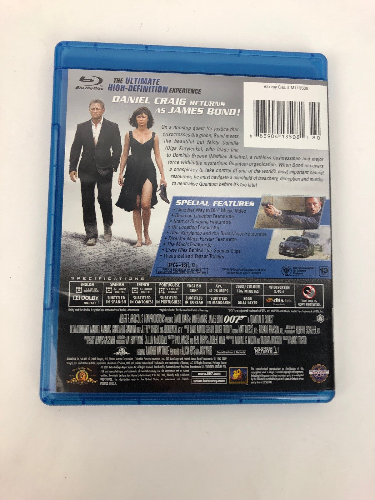 James Bond Quantum of Solace Blu-ray Disc Widescreen 007 Daniel Craig High Def