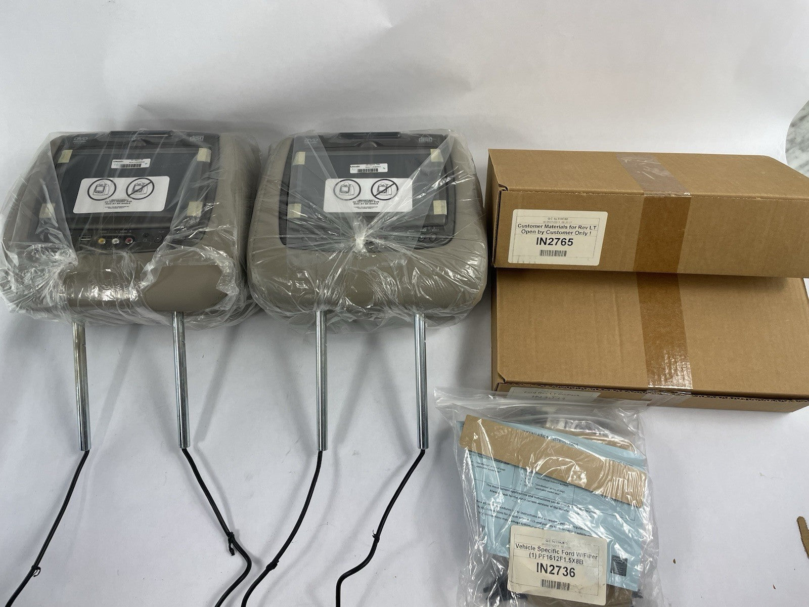 2010 Lincoln Navigator DVD System Headrest Monitor Set Leather Soho Stone