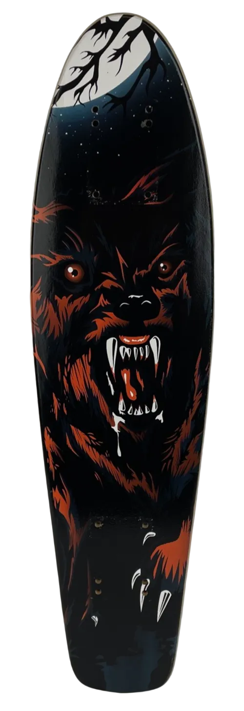Penny Style Wood Cruiser Skateboard Deck w Griptape Red Wolf 23" x 6"