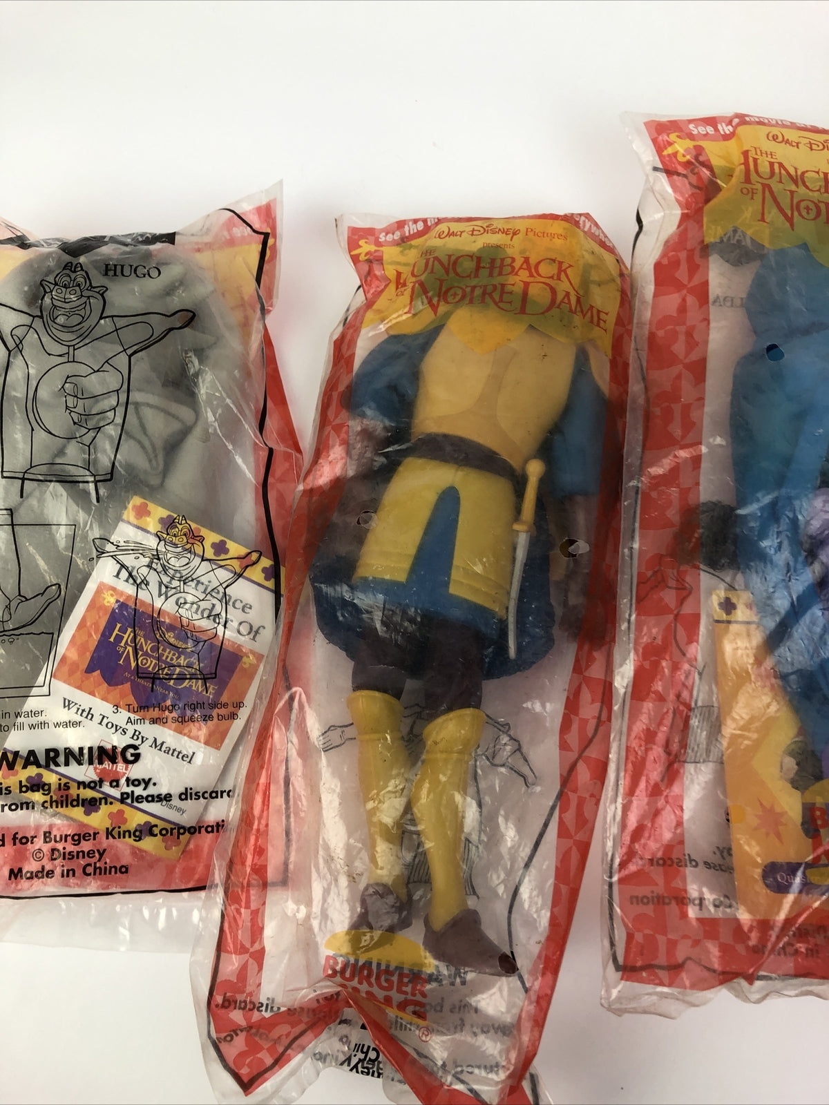 The Hunchback of Notre Dame Phoebus HUGO Esmerelda Burger King 1996 Kids Toy NEW