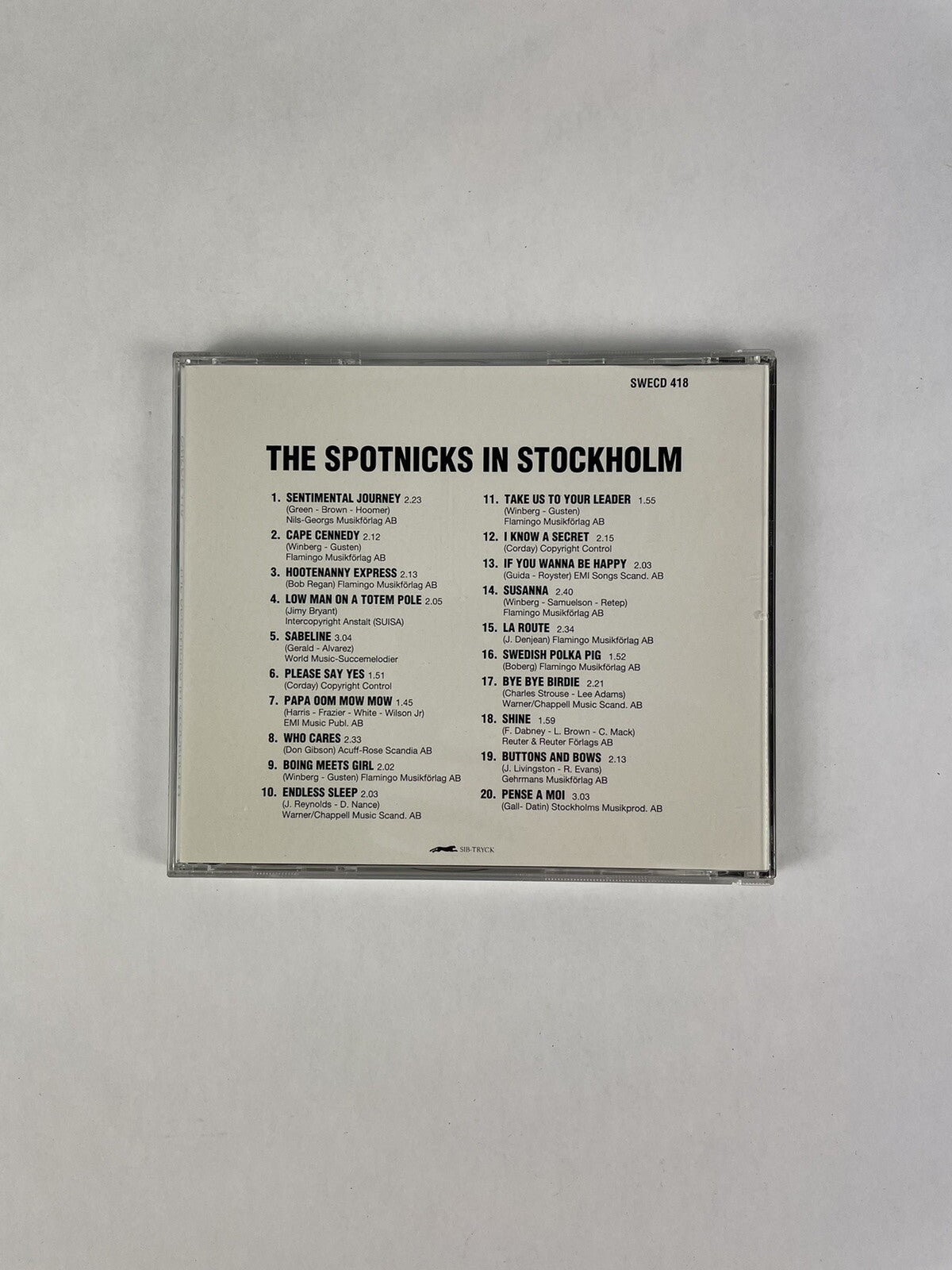 The SPOTNICKS 1990 SWEDEN ORIGINAL SWECD-418 NM CD IN STOCKHOLM #6