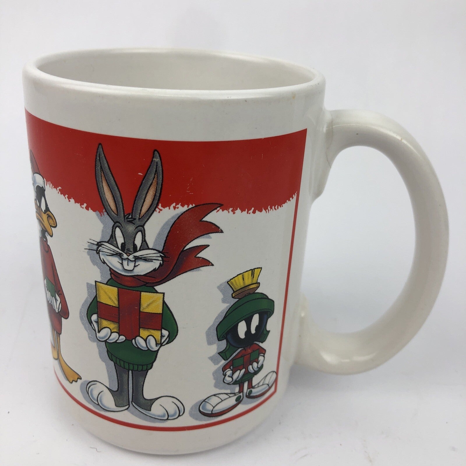 Loony Tunes Christmas Character Coffee Mug Cup Taz Pepe Bugs Daffy Marvin RARE