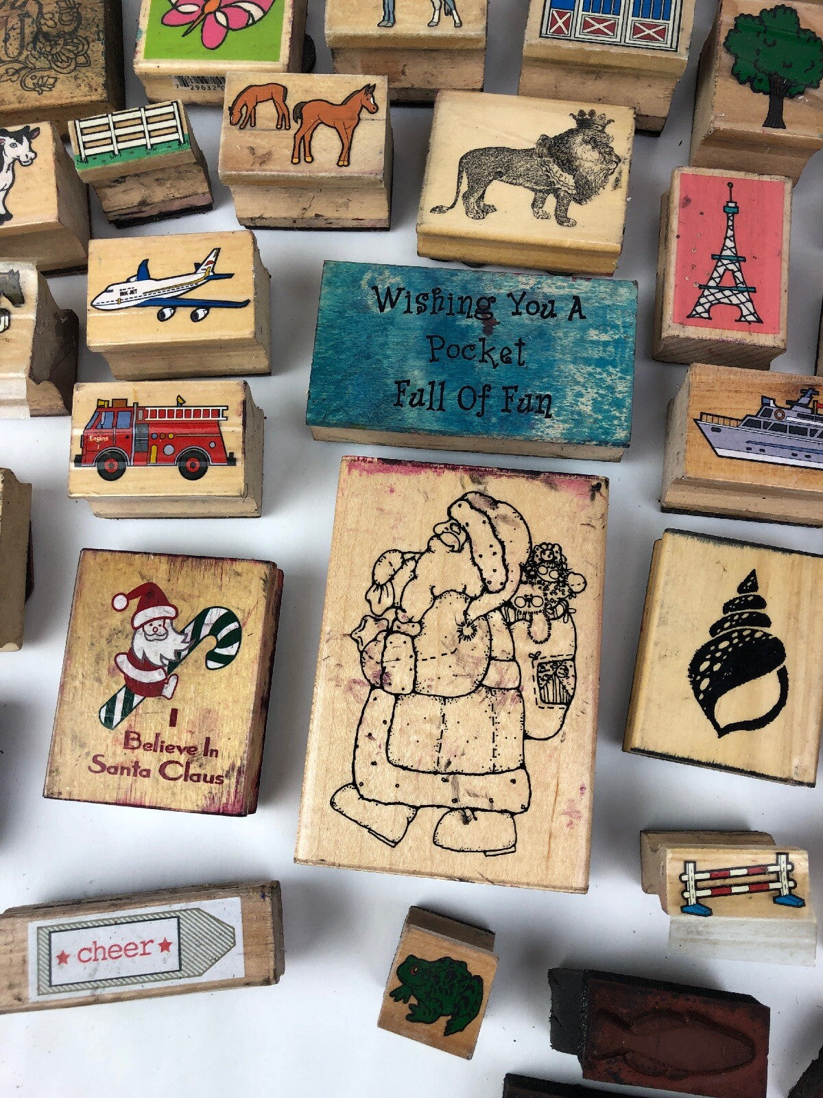 Lot of 75 x Pieces Rubber Stamp Lot Assorted Farm Animals Christmas Quotes Fish