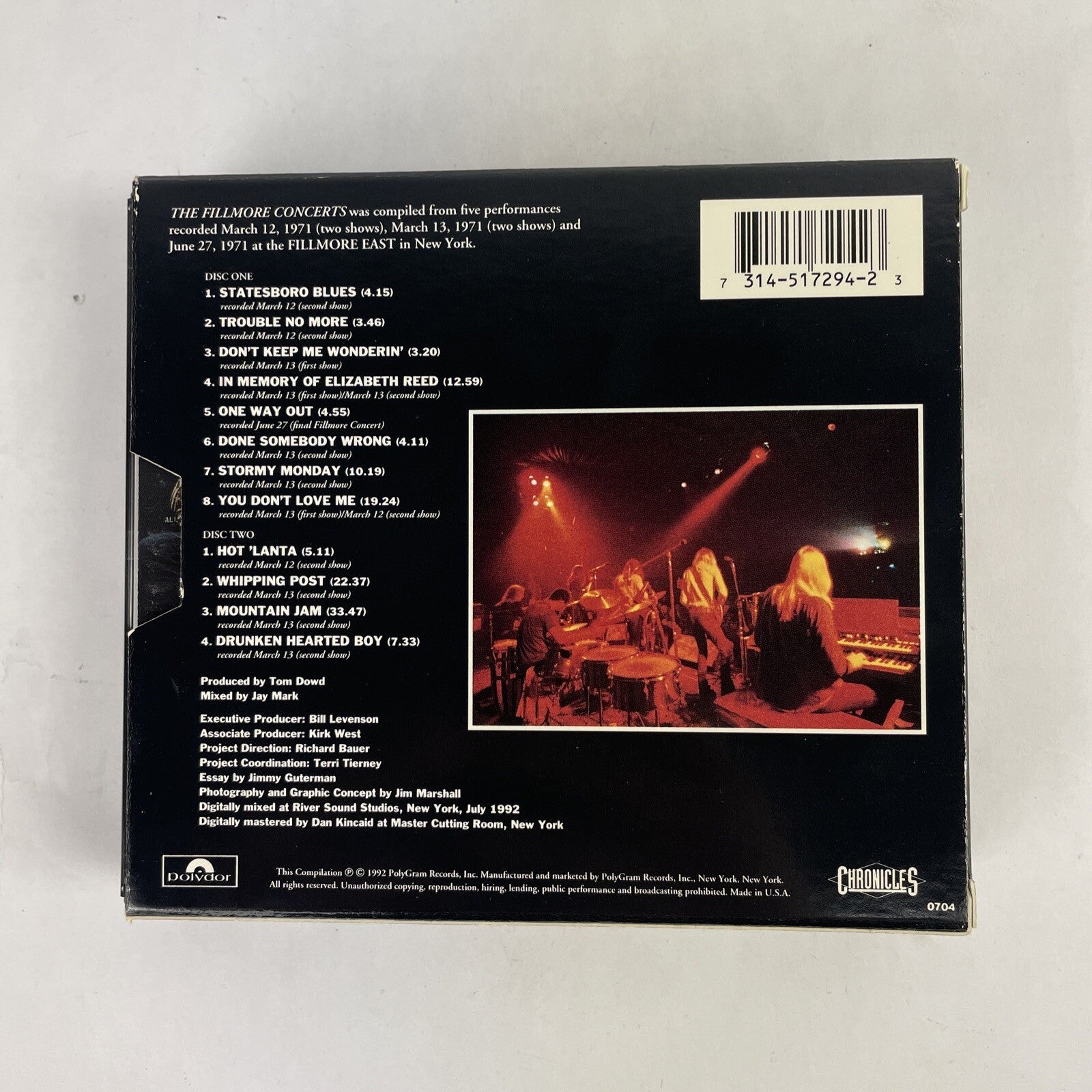The Allman Brothers Band The Fillmore Concerts 2 CD Box Set (Polydor) #17