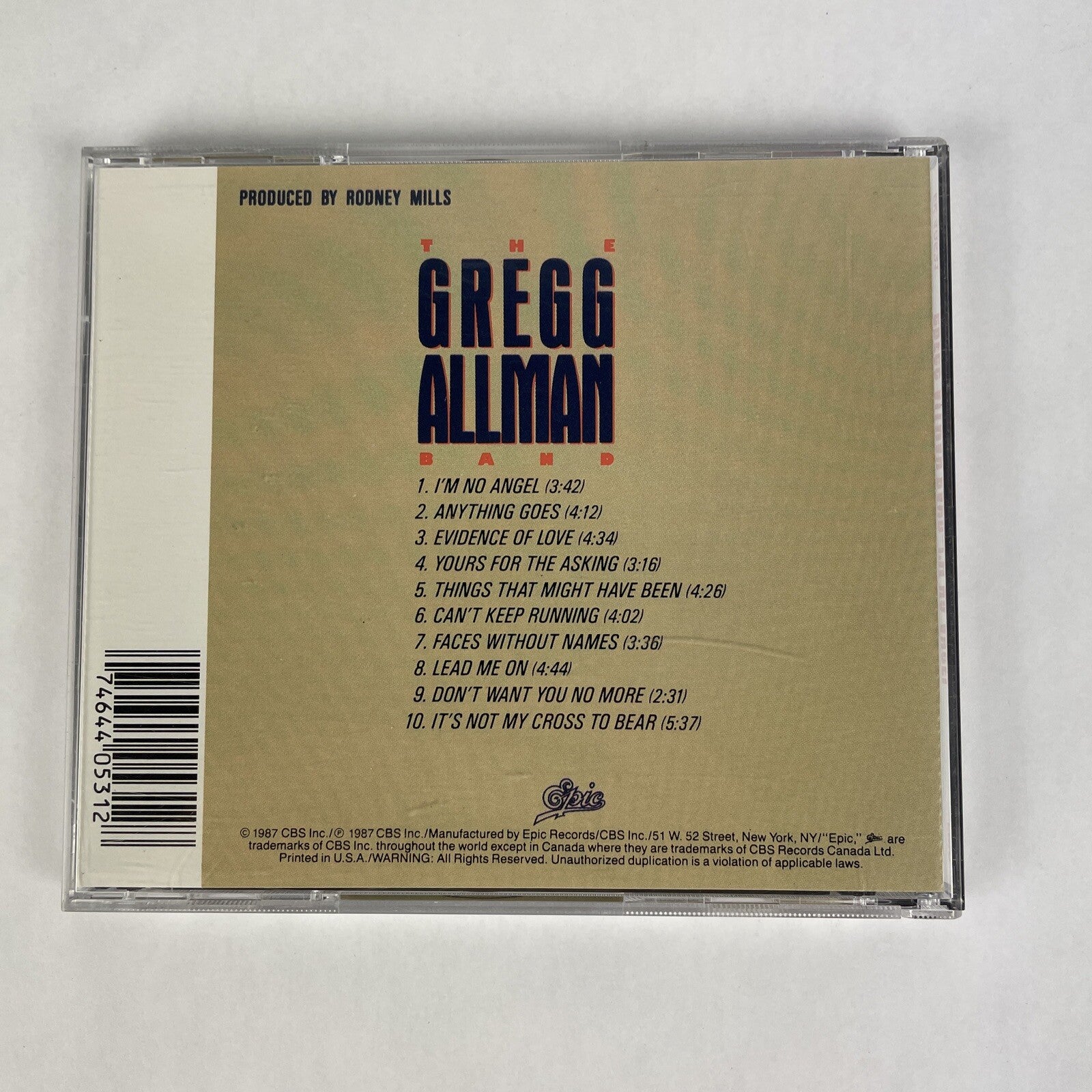 I'm No Angel by Gregg Allman/The Gregg Allman Band (CD, Mar-1987, Epic) #34
