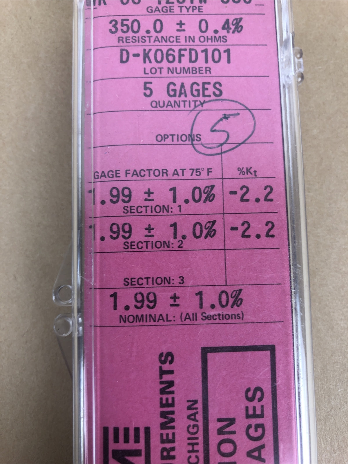 Micro Measurements Precision Strain Gage WK-06-125TW-350 - 5 pk gages NEW