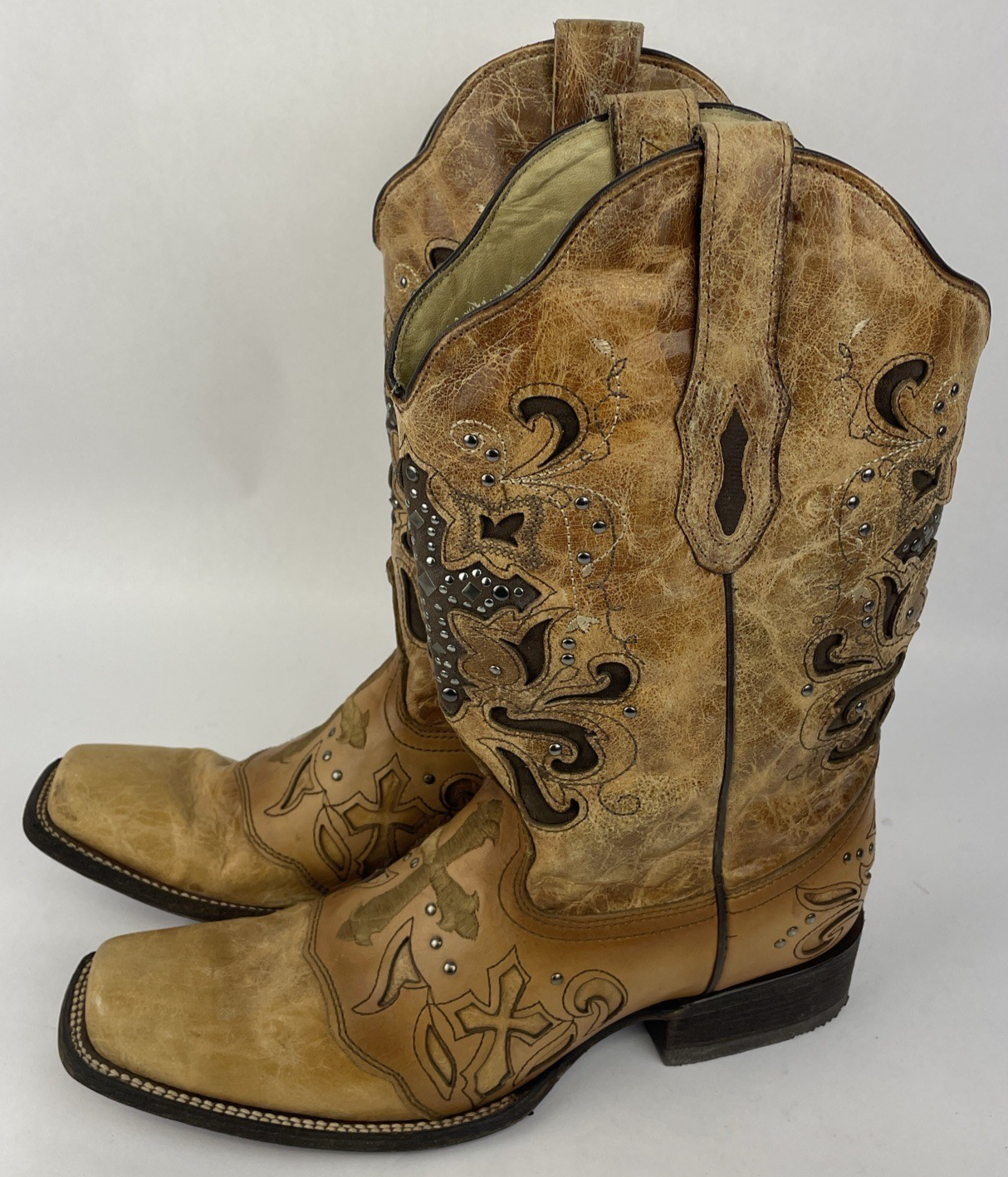 Corral men western boots brown tan square toe