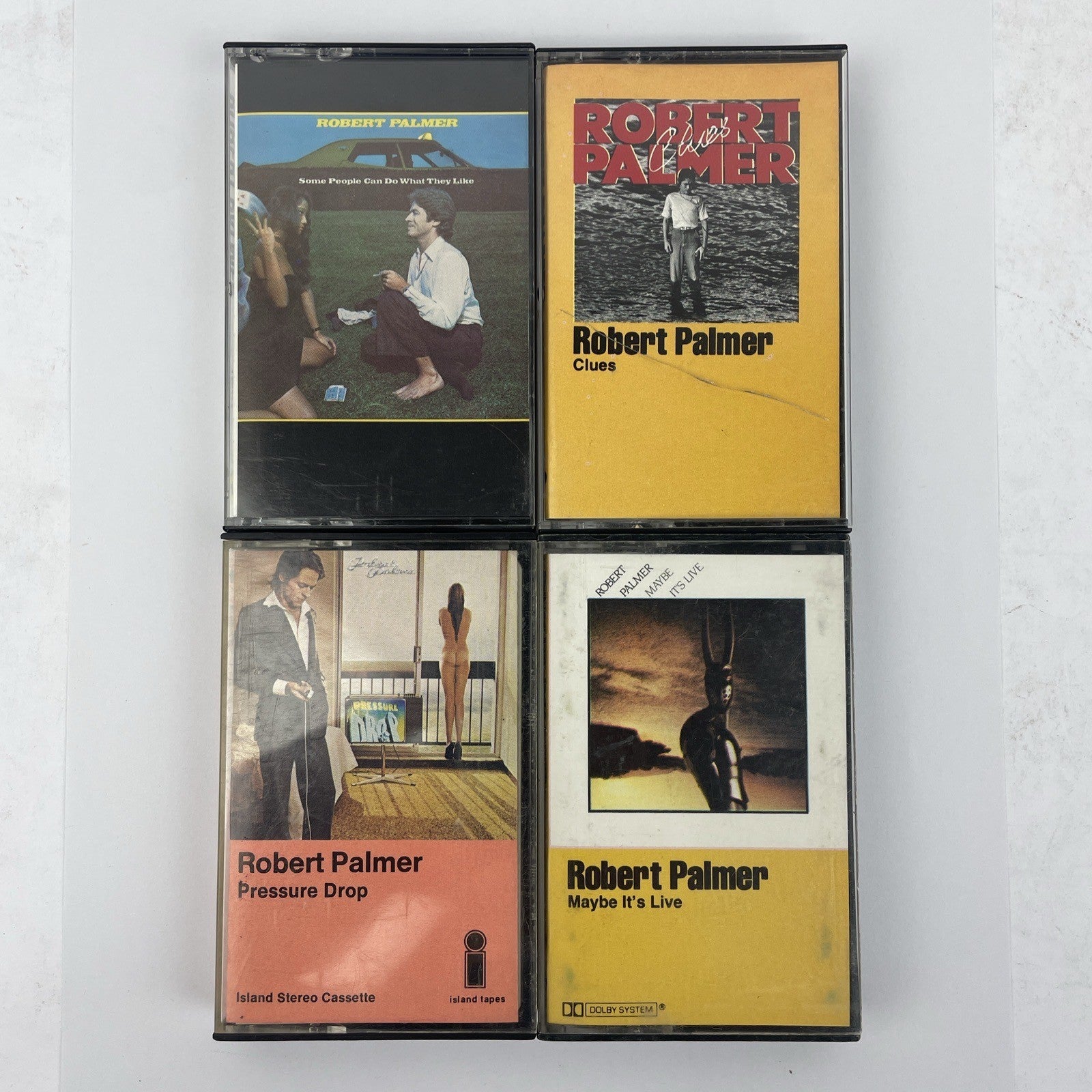 Lot Of 4 Robert Palmer Audio Cassette Tapes - CLUES - Pressure Drop - It's Alive