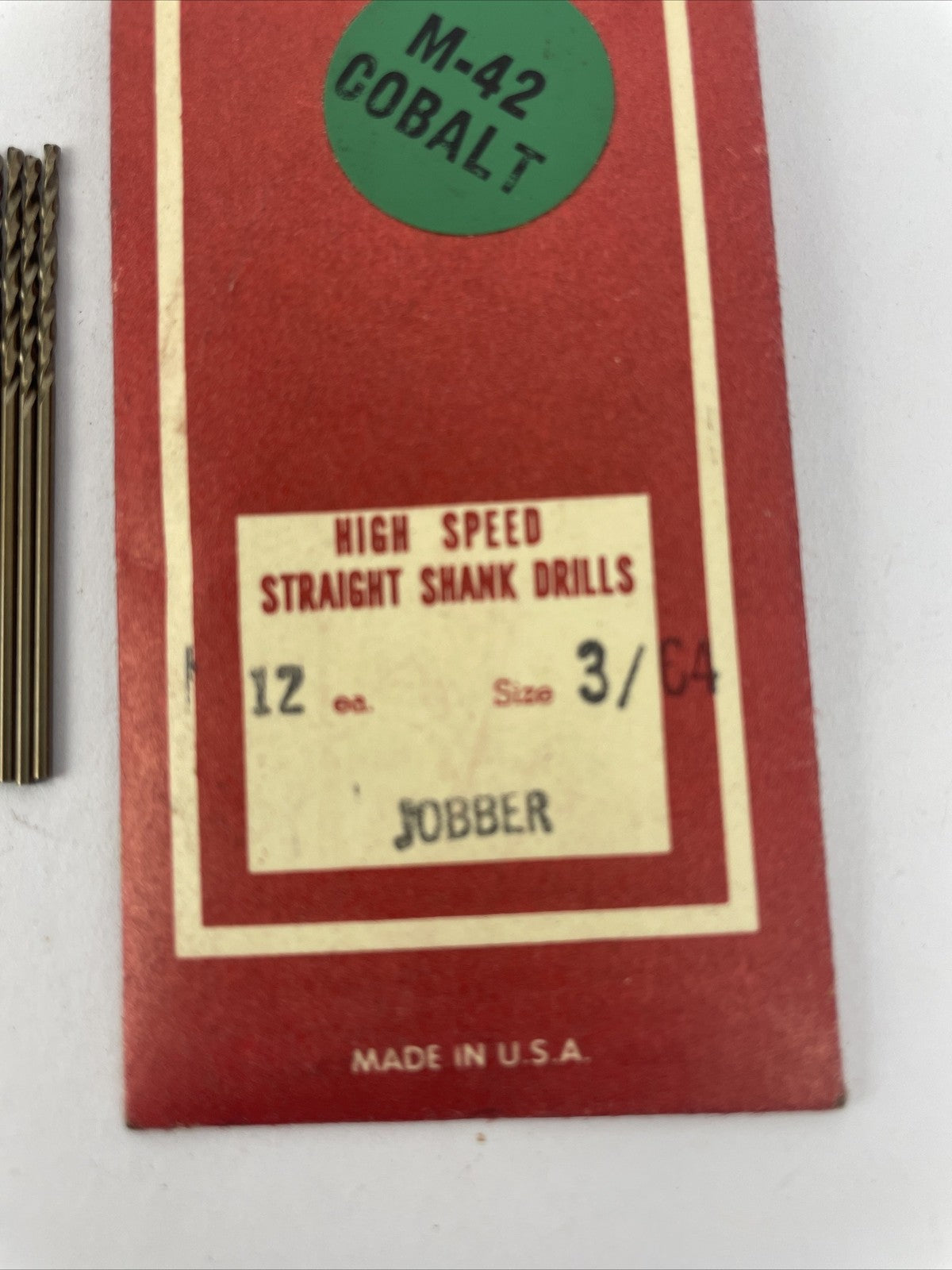 12 pcs 3/64" Cobalt (M42) Jobber Length High Speed Straight Shank Drills U.S.A.