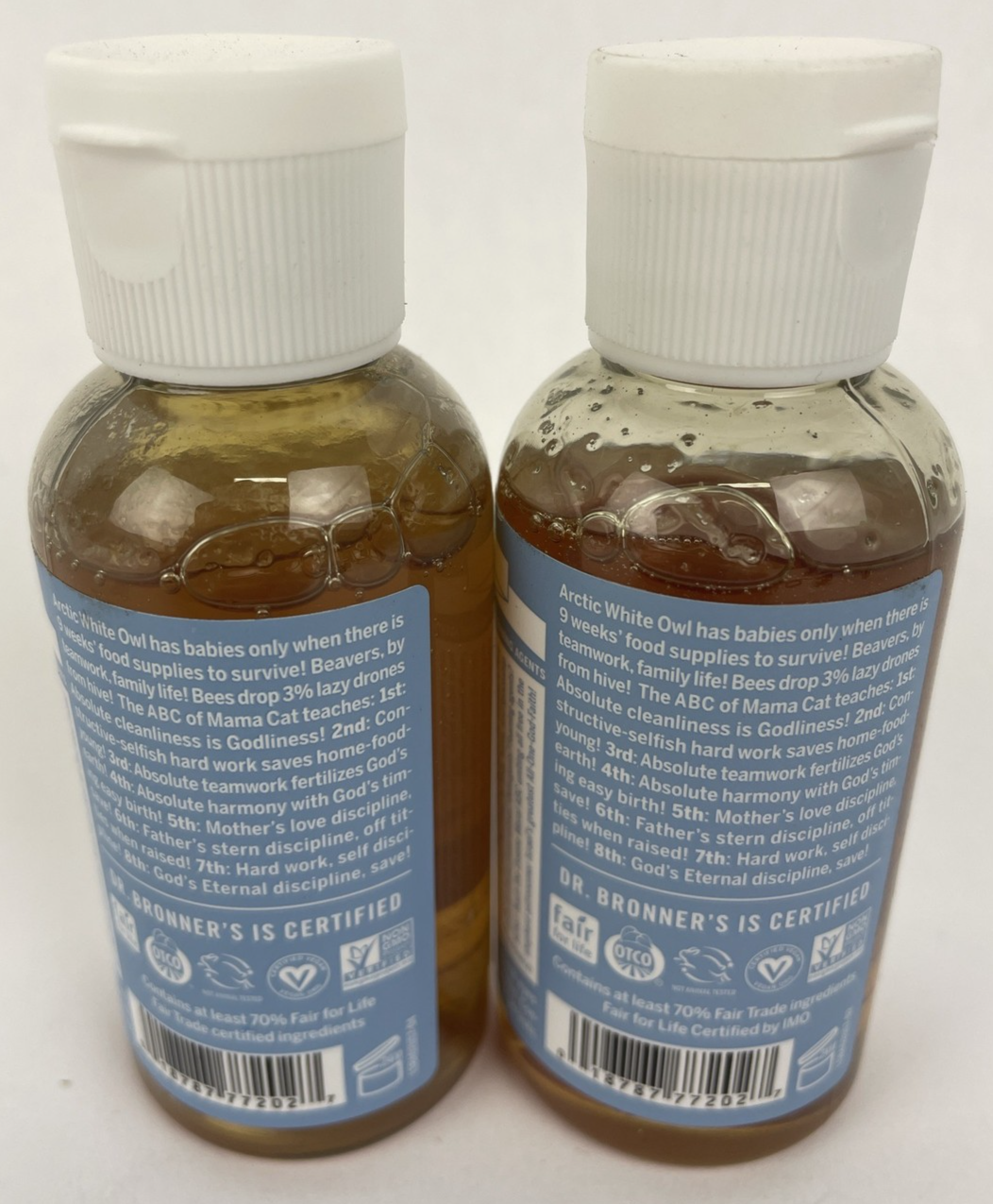 2 x Dr Bronner's Pure Castile Soap 2oz Baby Mild Concentrated Organic Fair Trade