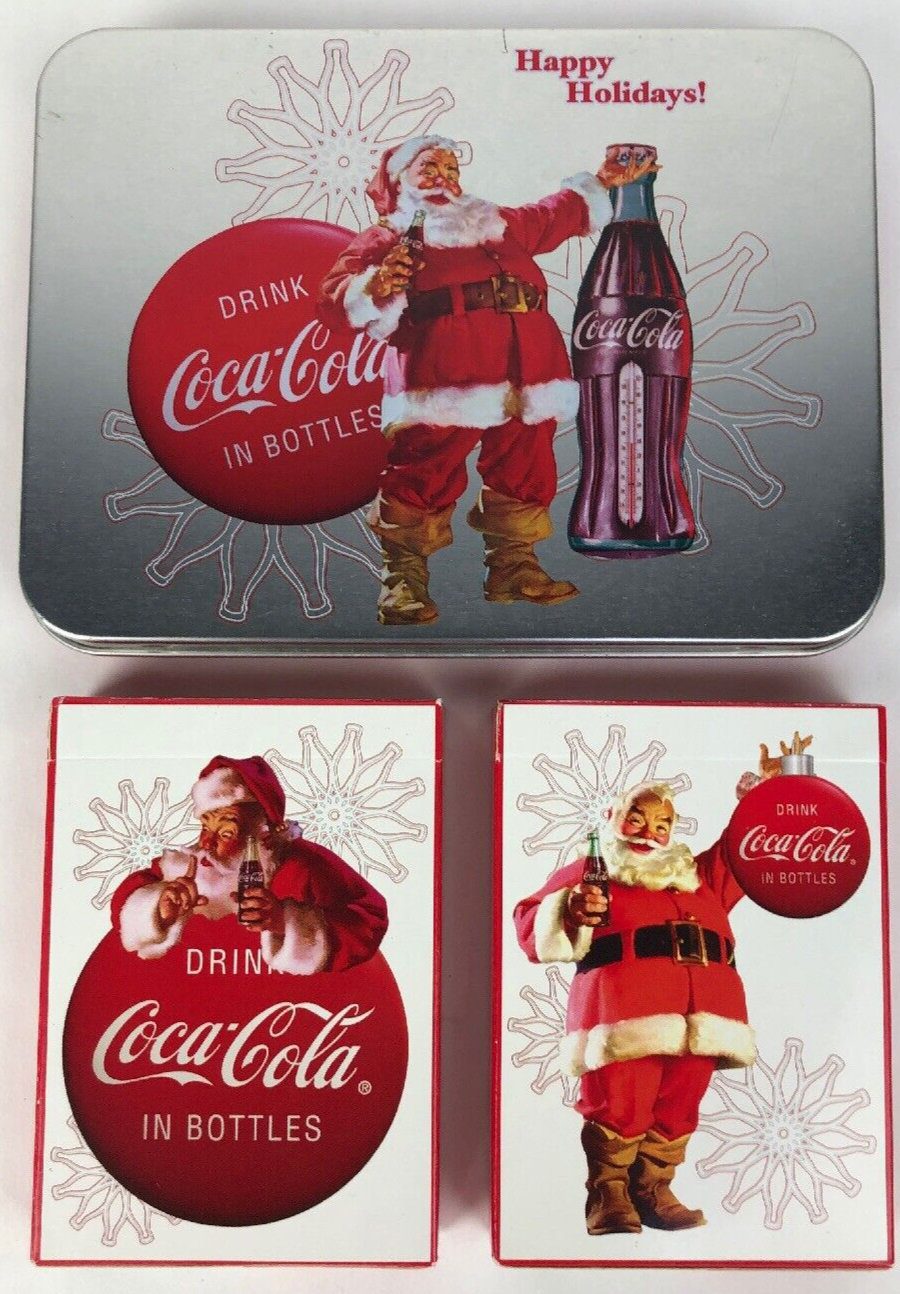 Bicycle COCA COLA ~ Santa Claus 2008 Collectible Playing Cards w/ tin container