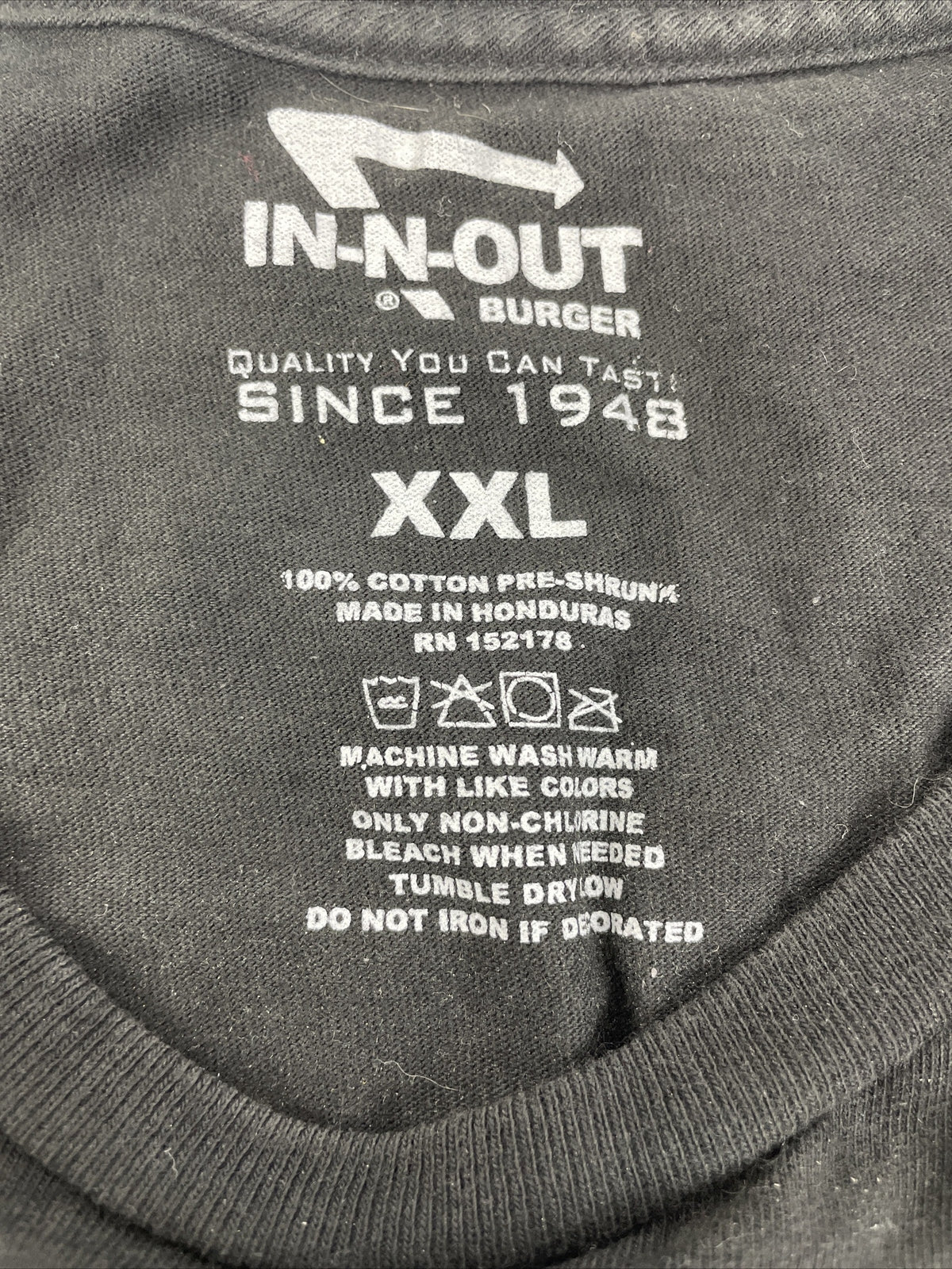 Lot of 2 x Vintage In N Out Burger California Shirt Adult XXL Black Fast Food