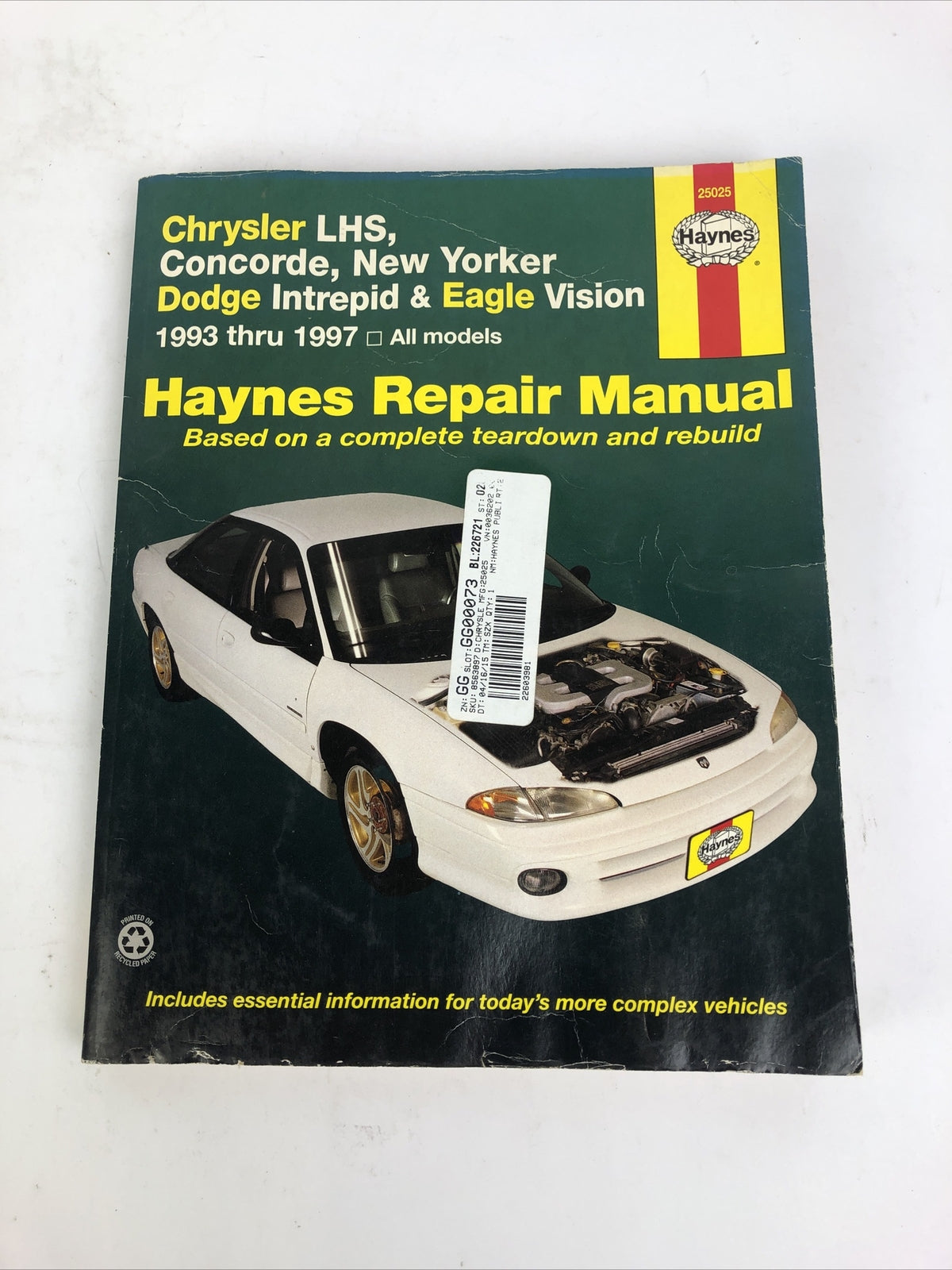 Haynes 25025 Repair Manual Chrysler LHS, Concorde, New Yorker, Intrepid & Eagle
