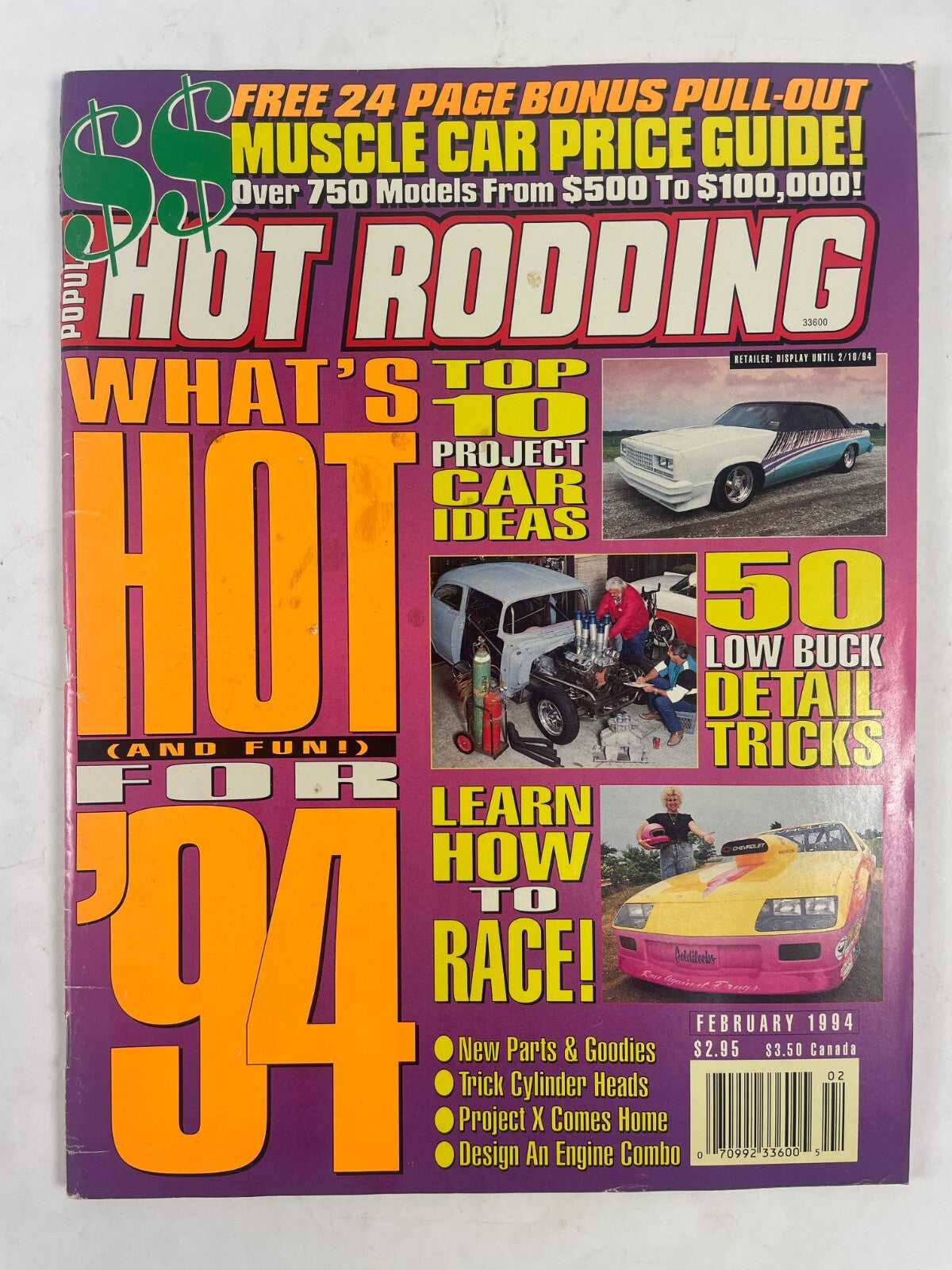 February 1994 Hot Rodding Magazine Muscle Car Price Guide! What's Hot For '94