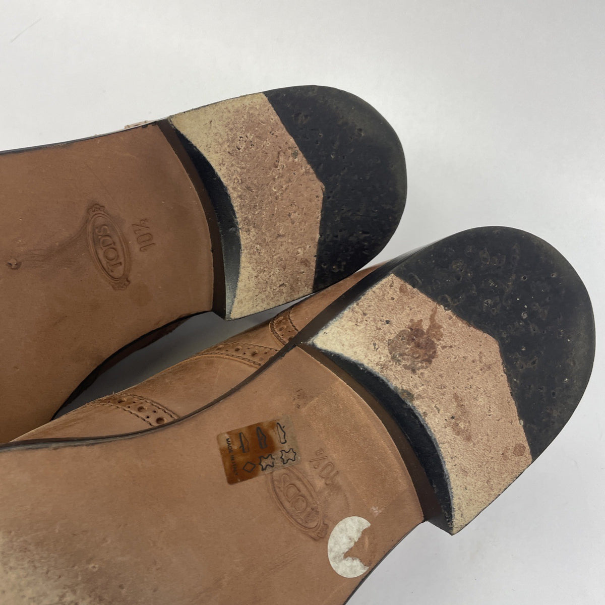 Tods Wingtip Dress Shoes Light Brown Size 10.5 Leather Soles Made in Italy VGC