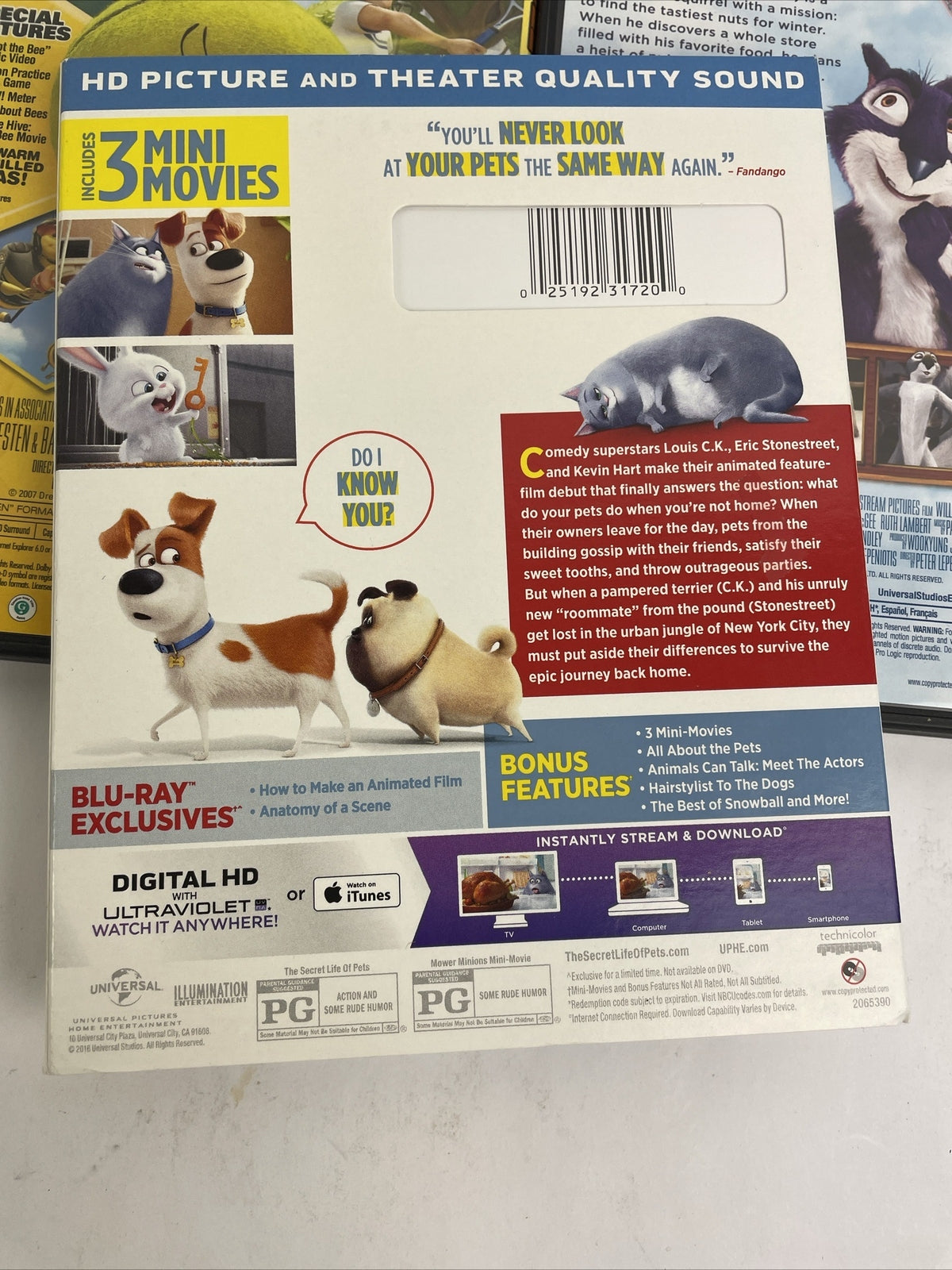 Lot of 3 Dreamworks DVD Movies Bee Movie, The Secret Lives of Pets, The Nut Job