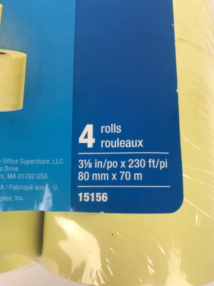 4 Staples Thermal Paper Rolls 28402, 3 1/8"(W) x 230'(L)