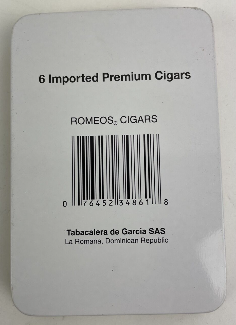 Pair of 4.5"x3"x0.5" Empty 1875 Romeos Cigars Tin Container with Foil Insert
