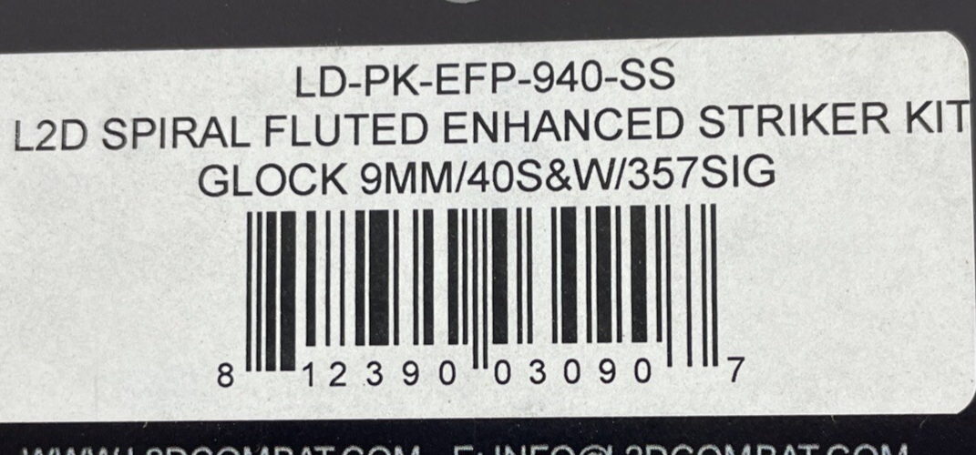 L2D Combat Enhanced Firing Pin Kit For Glock * Fluted Stainless Steel Striker