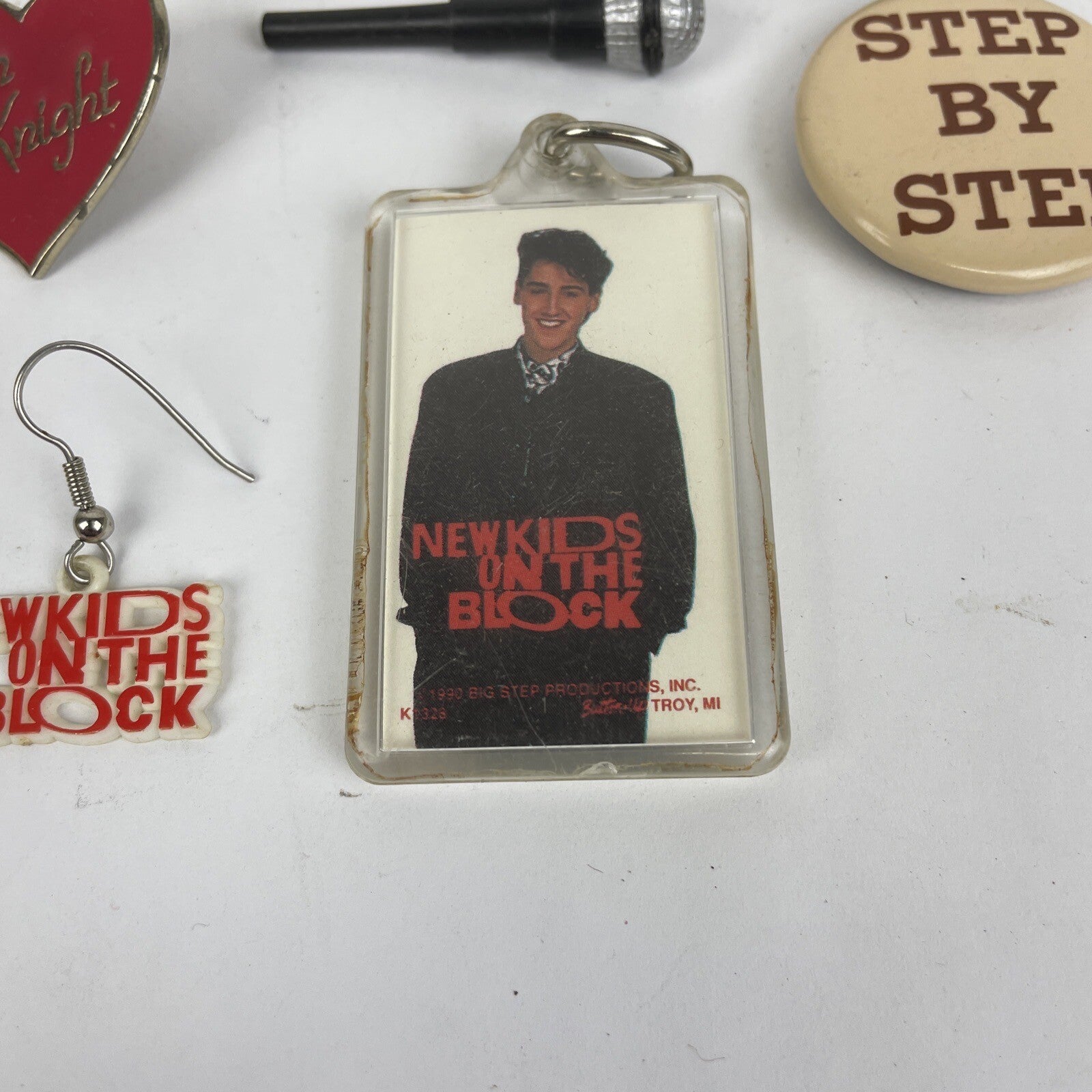 Lot of 45 New Kids On The Block buttons pins keychain and vintage NKOTB collectibles from the 90s and Y2K era