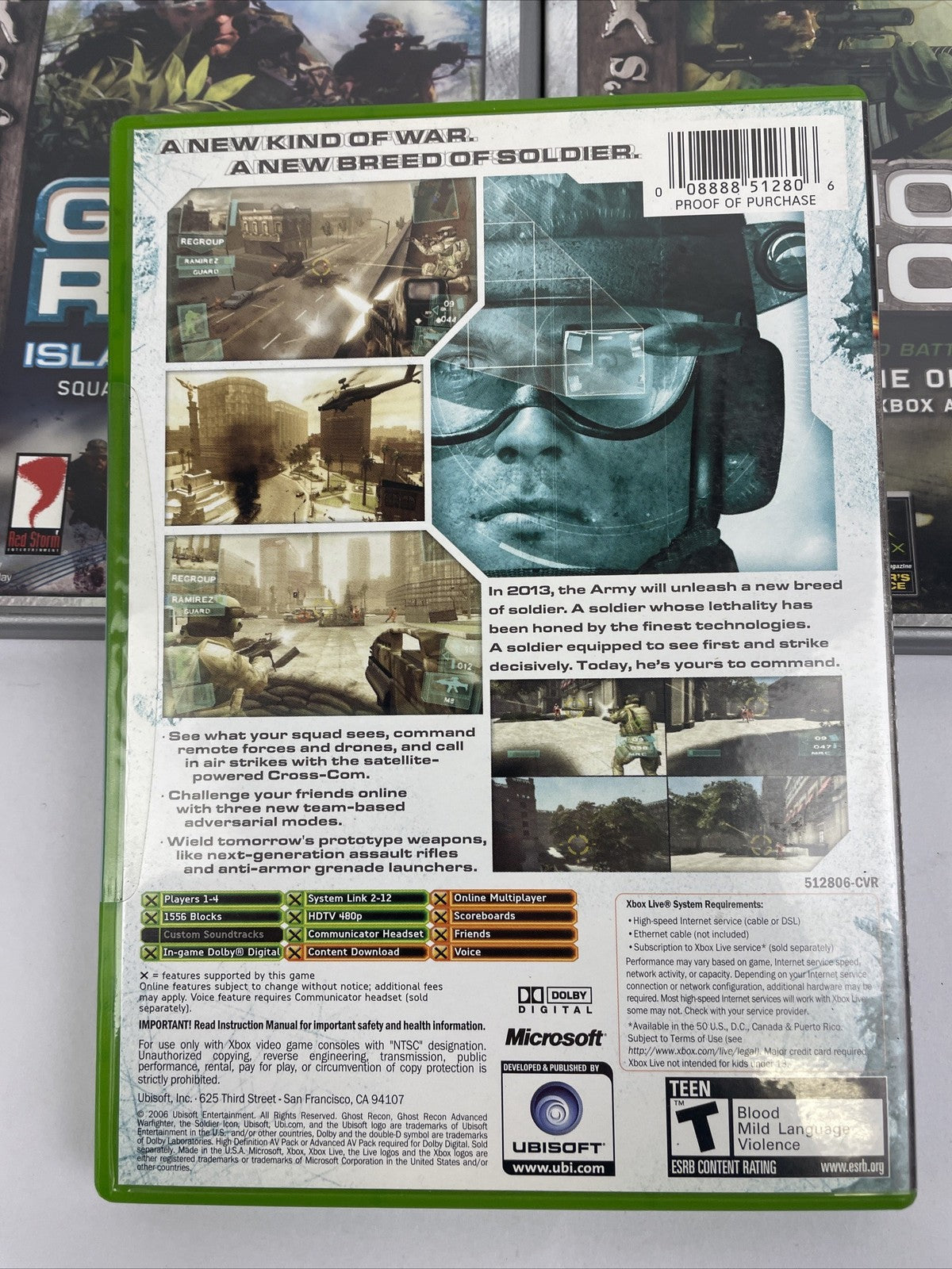 3 x Xbox Ghost Recon Tactical Game Lot Island Thunder Advanced Warfare Platinum