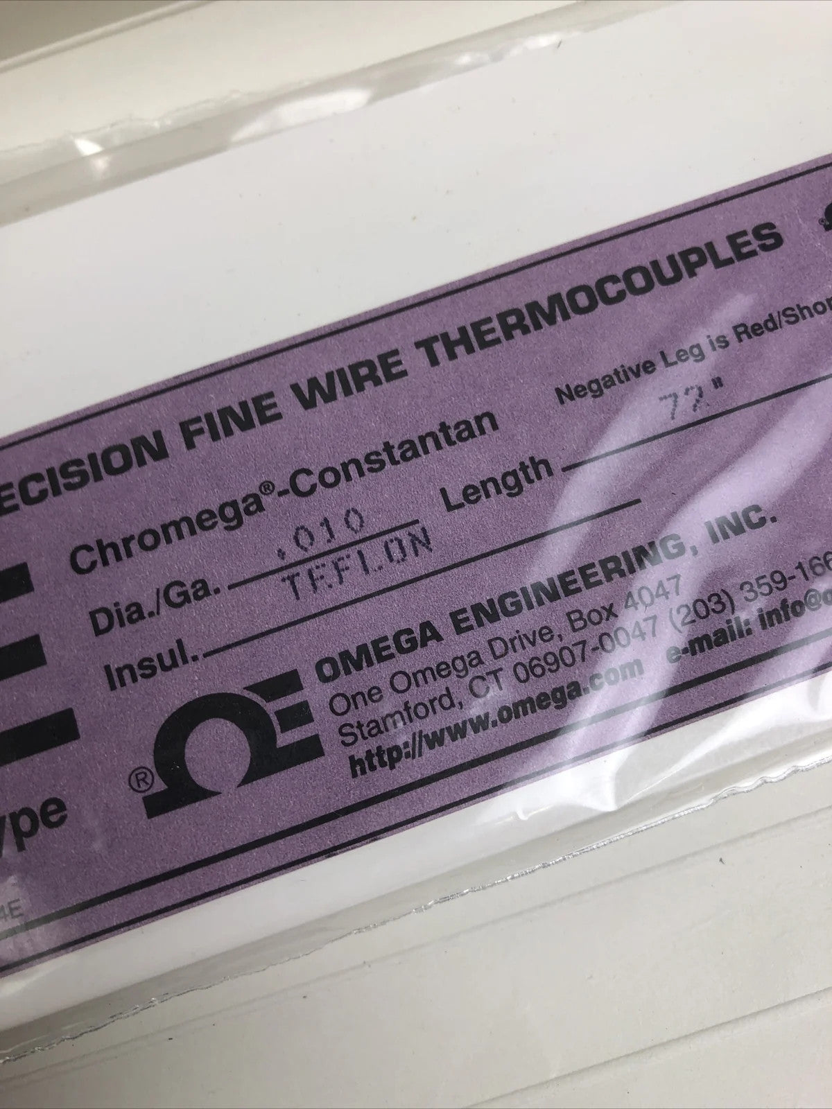 5 x Omega Engineering precision fine wire thermocouples 72" .010 Diam. LOOK