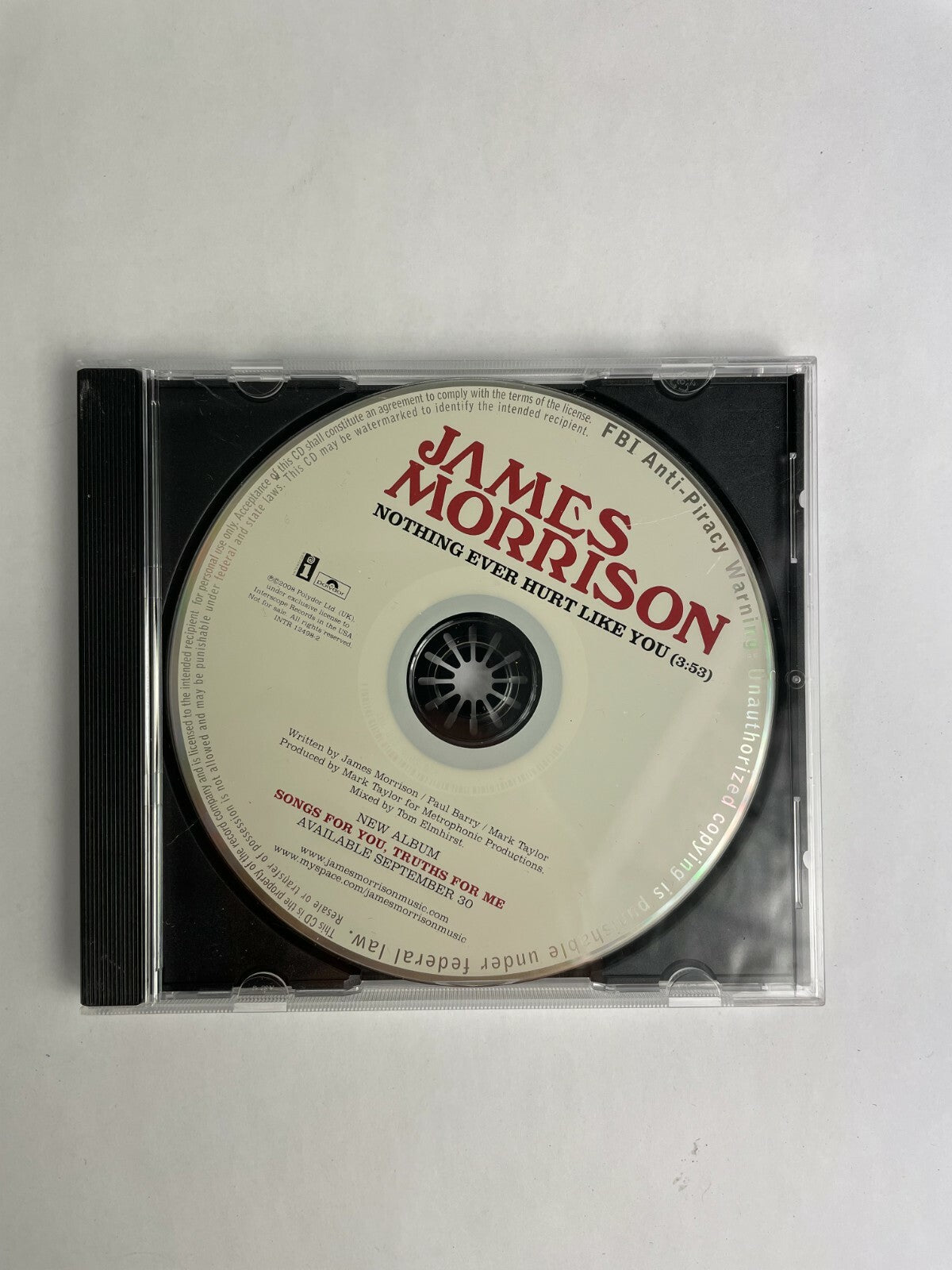 James Morrison Nothing Ever Hurt Like You Disc Q12