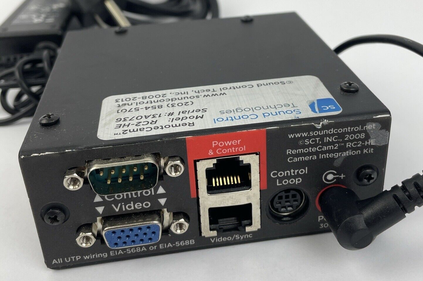 SCT Sound Control Technologies RC2-HE RemoteCam2 Camera Interface w Power Cord