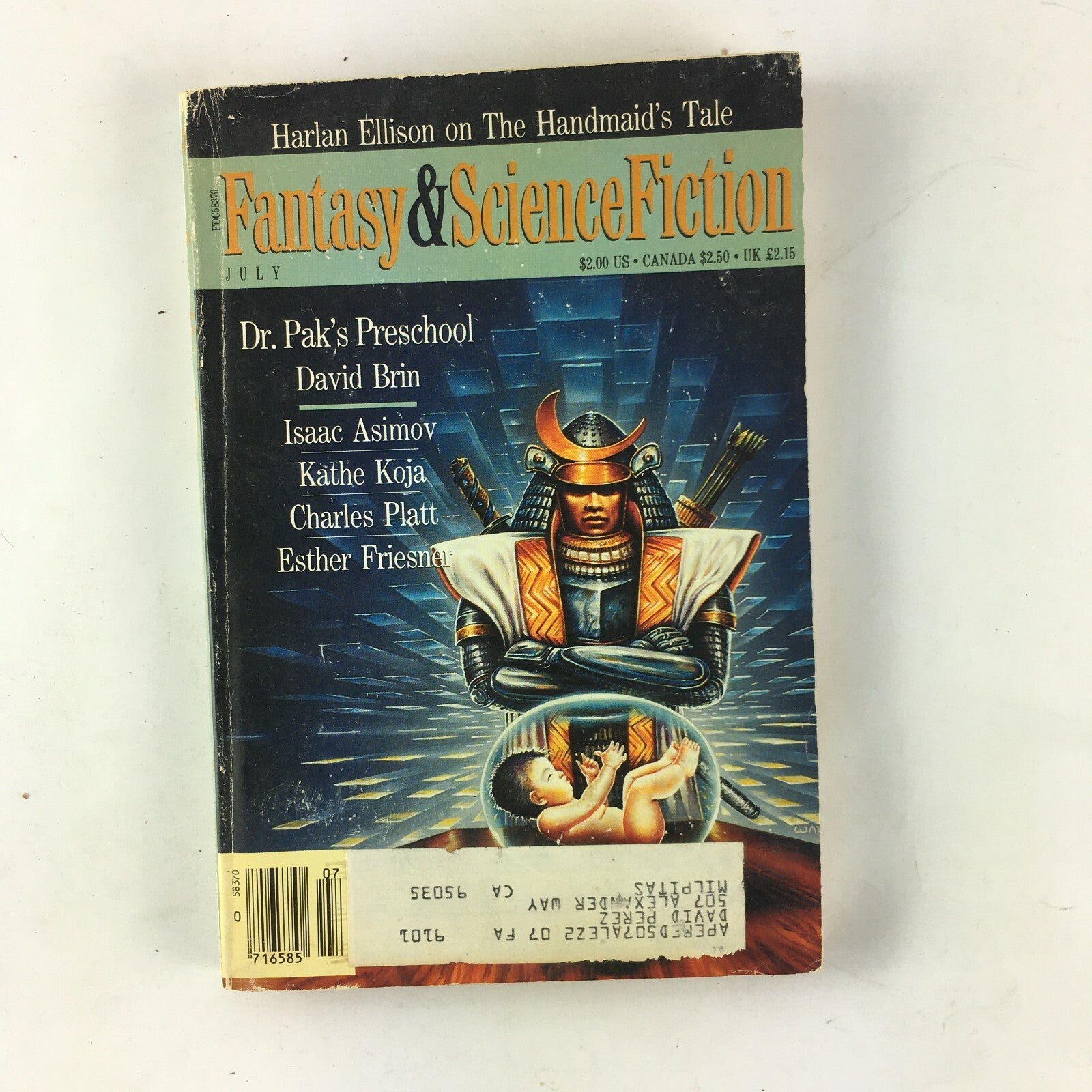 July Fantasy&Science Fiction Magazine Dr.Pak's Preschool David Brin Kathe Koja