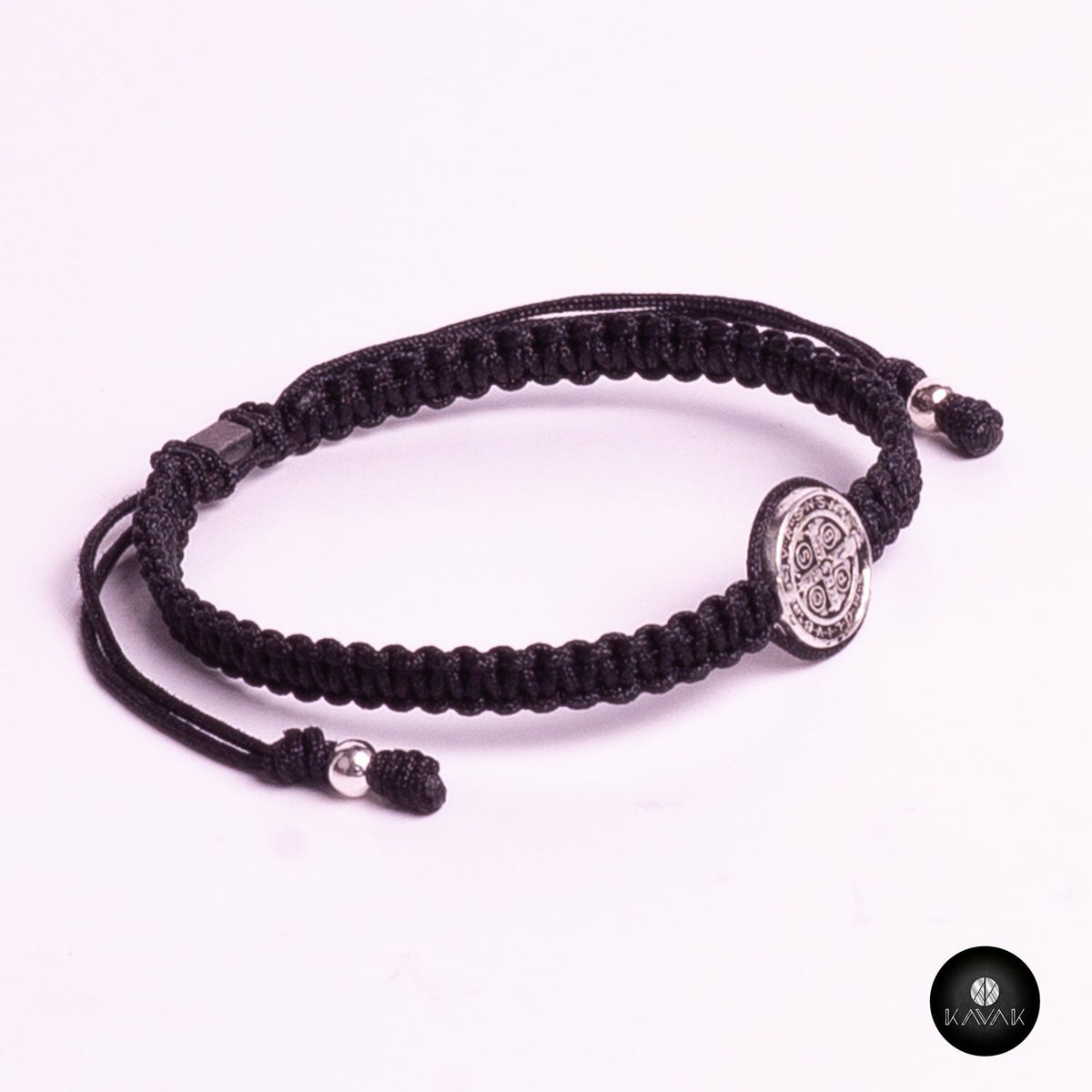 Kavak -Handmade Girl Black Saint Benedict Adjustable Women's Bracelet